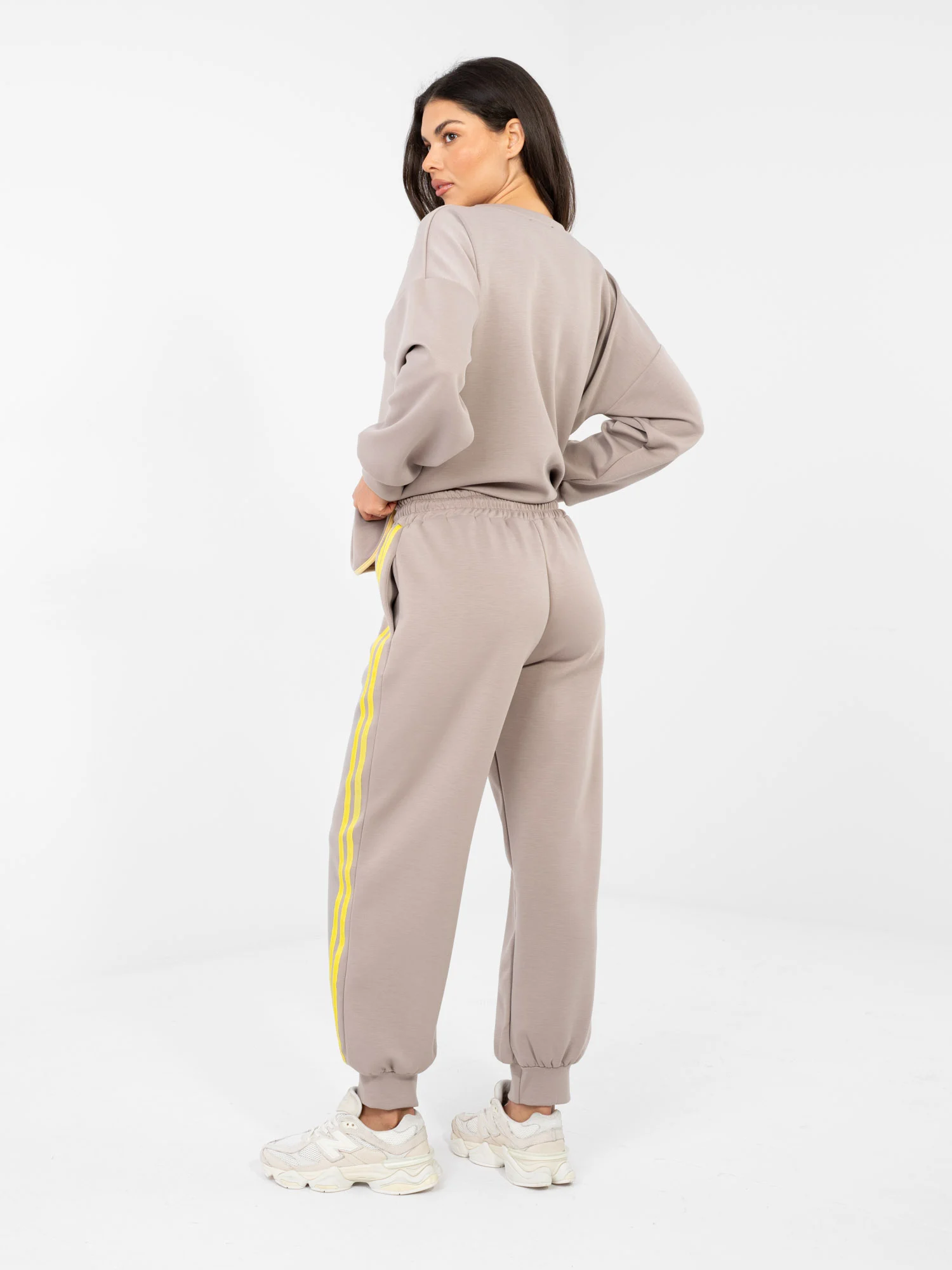 Compleu Dama Maneca lunga, Mansete elastice, RUE PARIS, Bej Casual - imagine 3