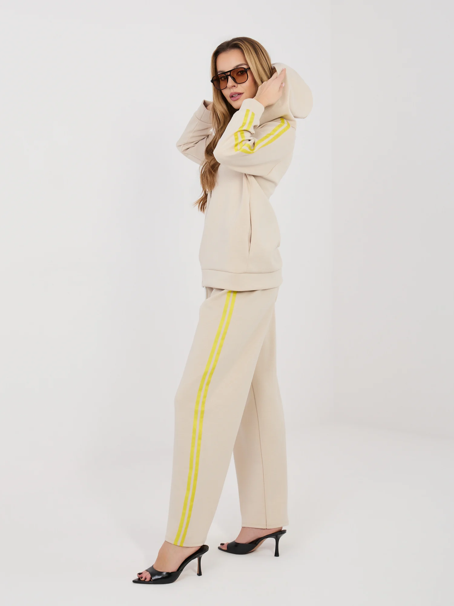 Compleu Dama Maneca lunga, Larga, RUE PARIS, Bej Casual - imagine 3
