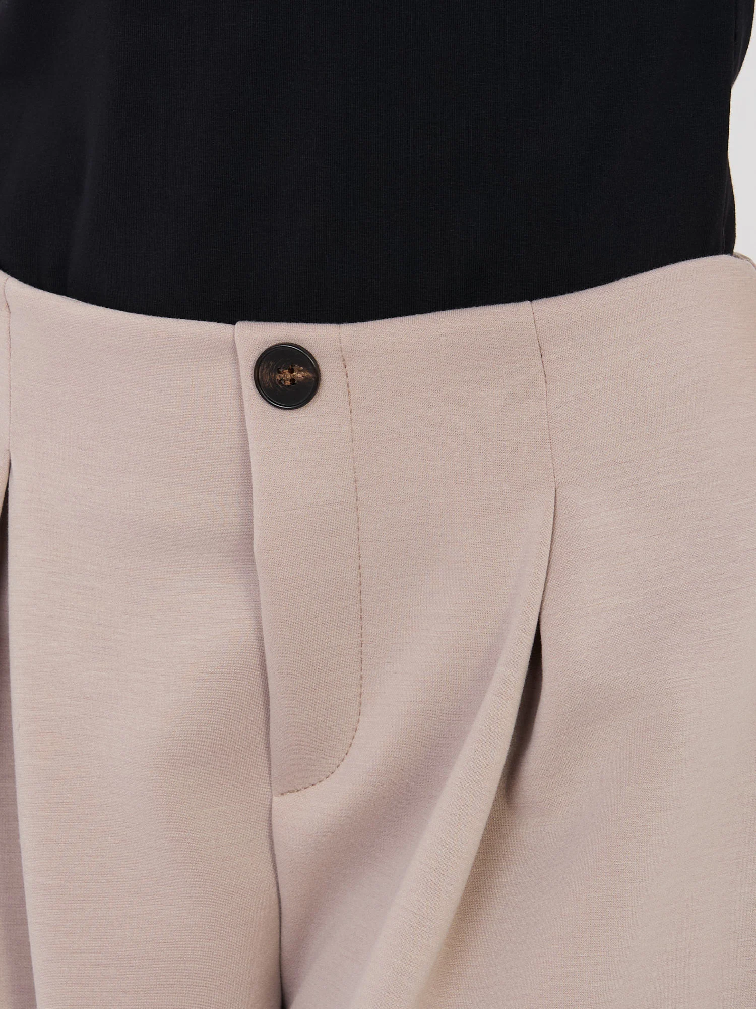 Pantaloni Dama Mansete elastice, Guler inalt, ITALY MODA, Bej Eleganta Office - imagine 5