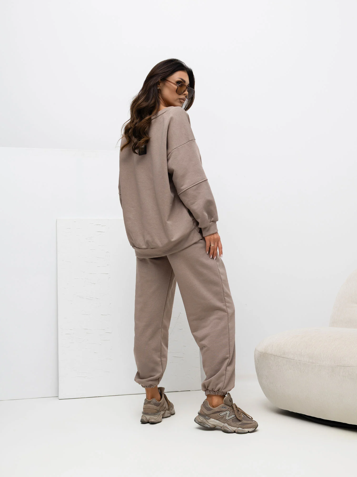 Compleu Dama Maneca lunga, Mansete elastice, RUE PARIS, Bej - imagine 5