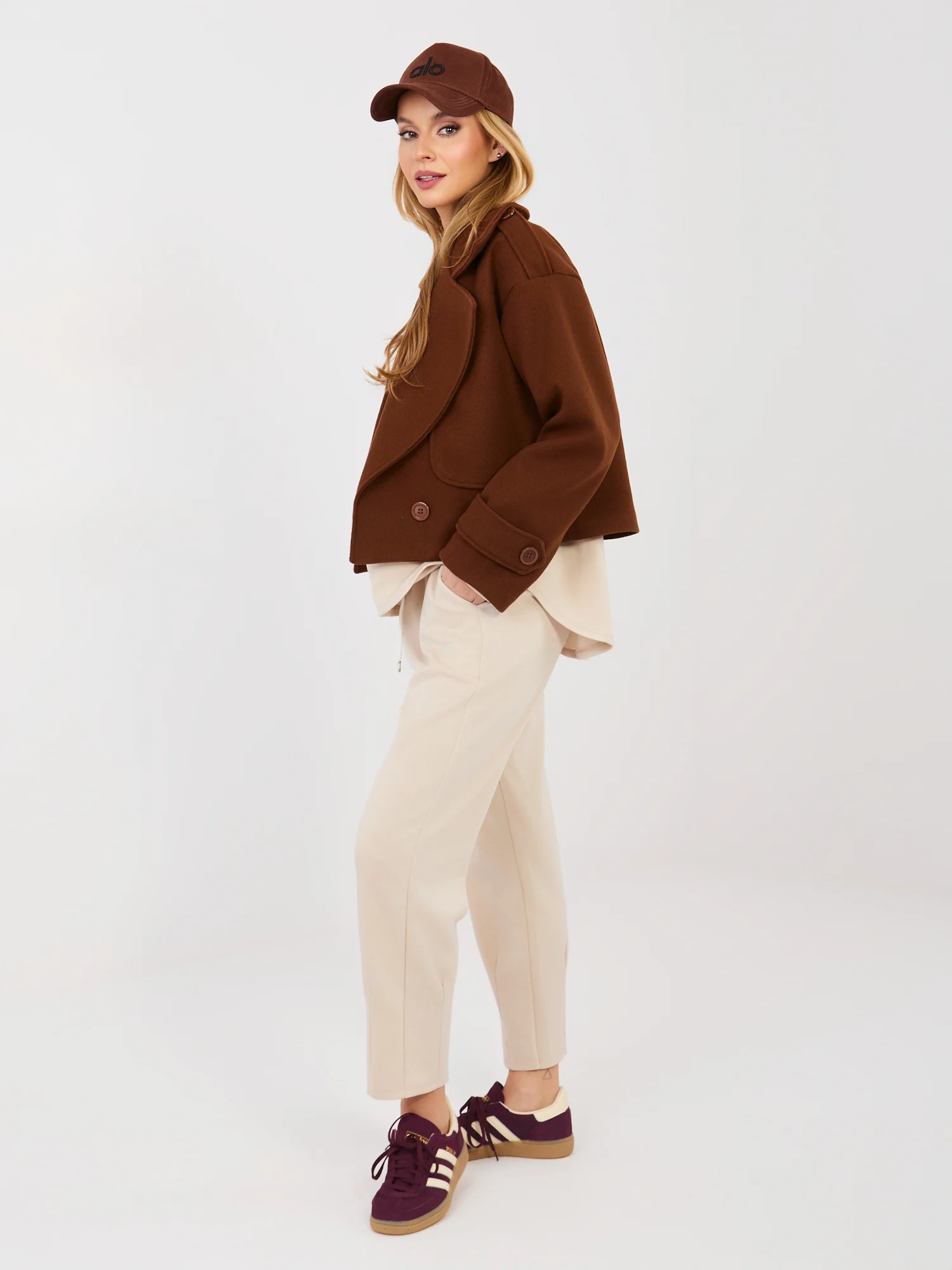 Compleu Dama Maneca lunga, Conica, RUE PARIS, Bej Casual - imagine 6