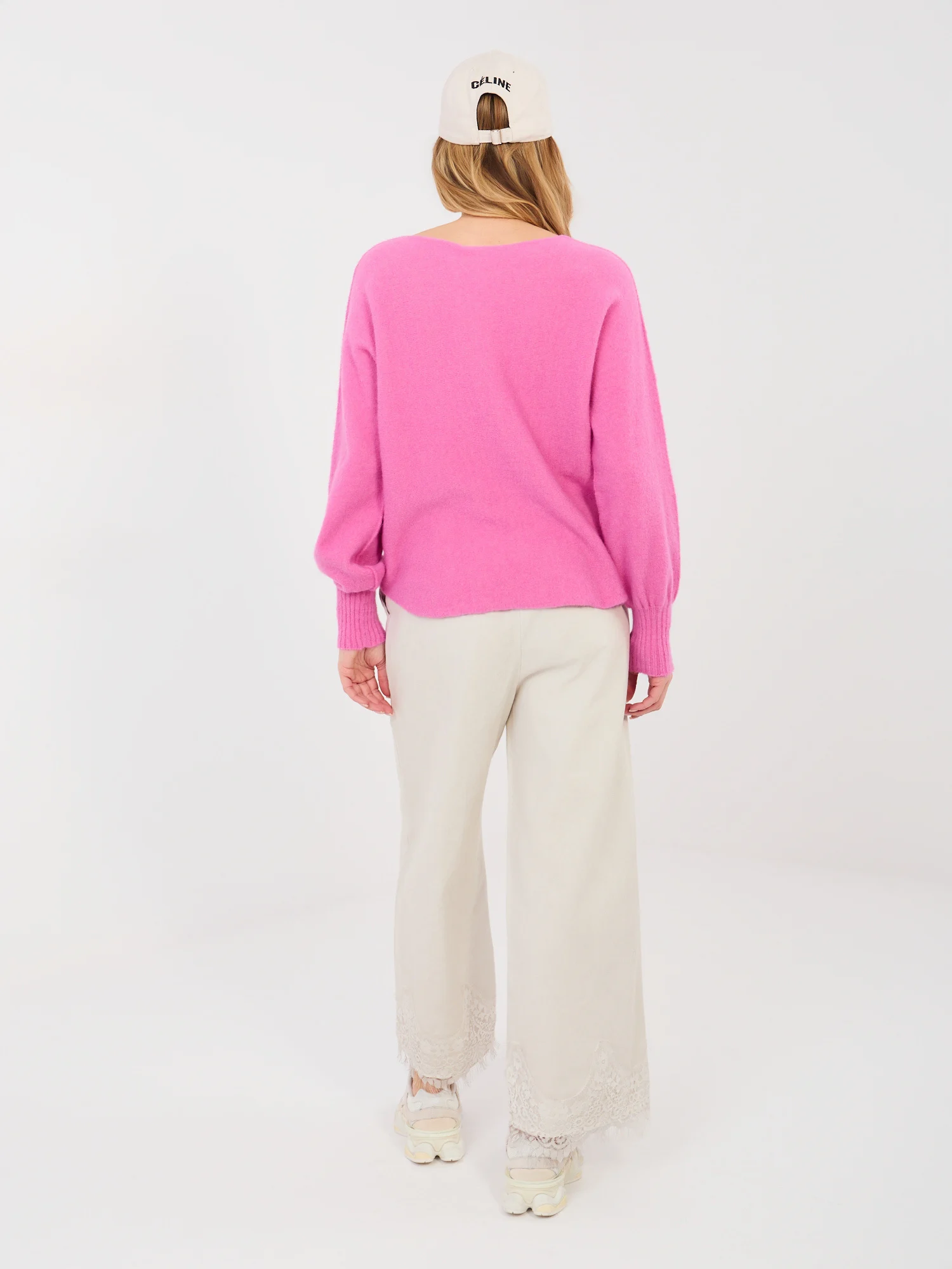 Pantaloni Dama Dantela, Larga, RUE PARIS, Bej Casual - imagine 5