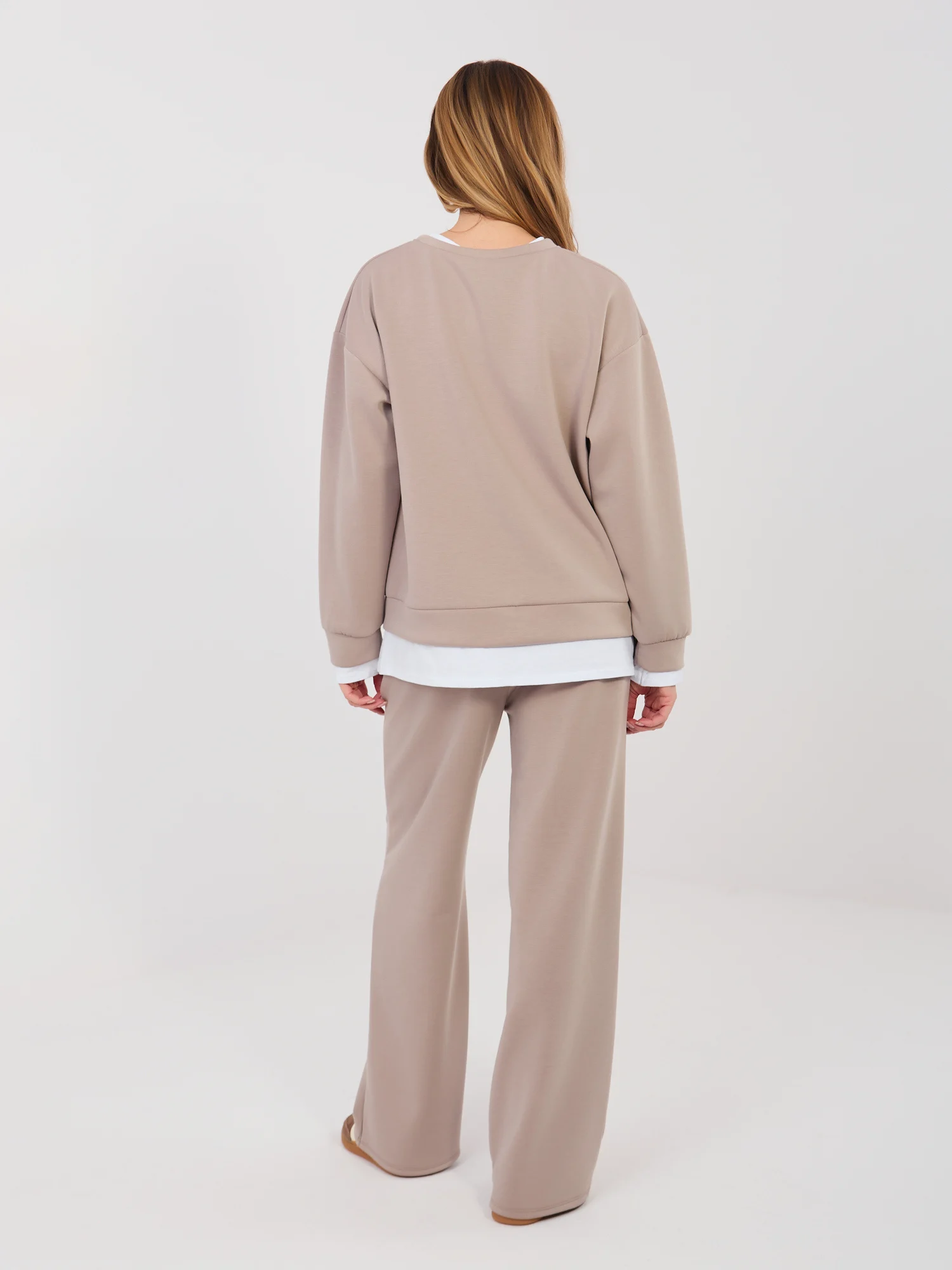 Compleu Dama Maneca lunga, Dreapta, RUE PARIS, Bej Casual - imagine 3