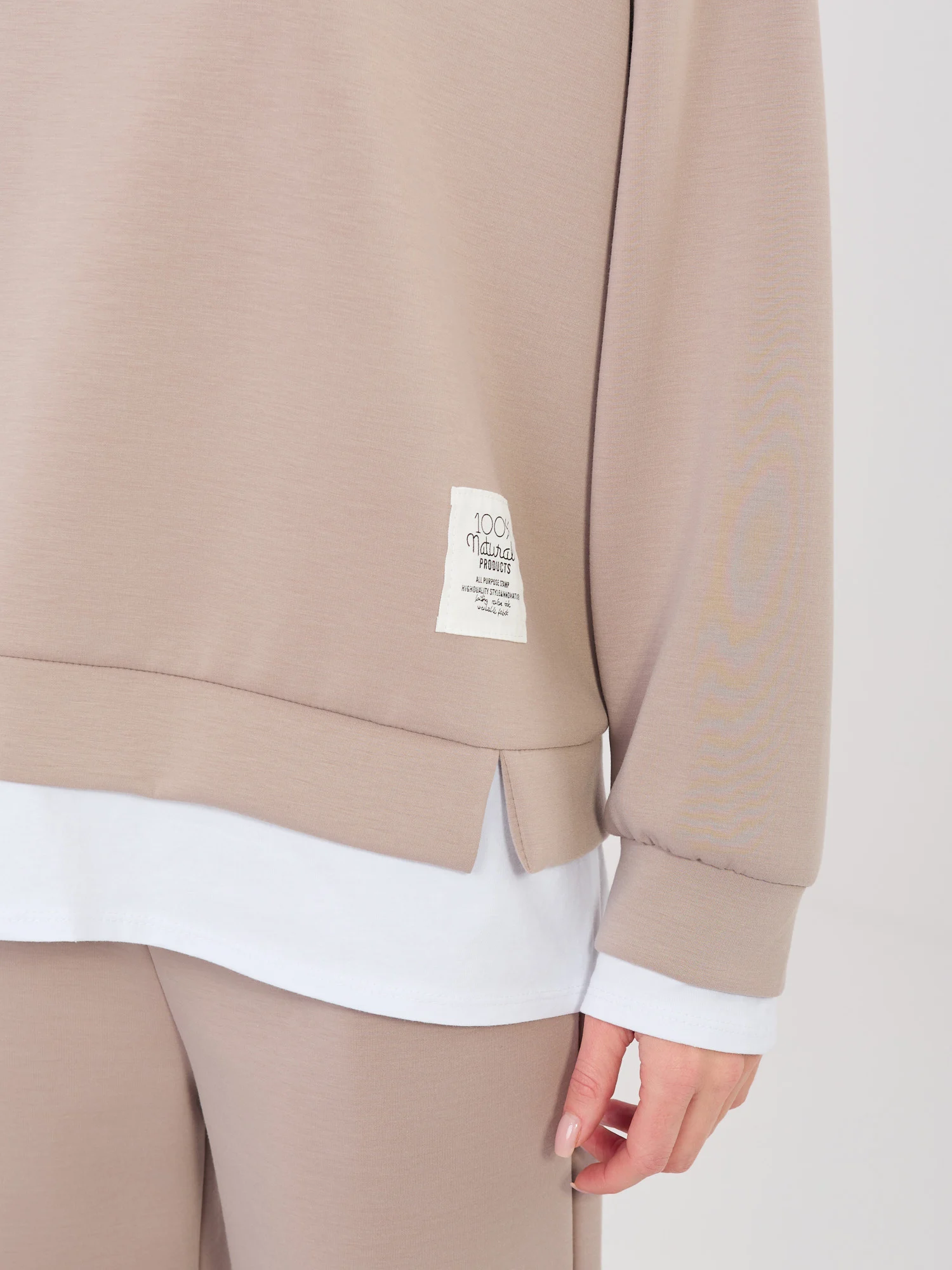 Compleu Dama Maneca lunga, Dreapta, RUE PARIS, Bej Casual - imagine 2