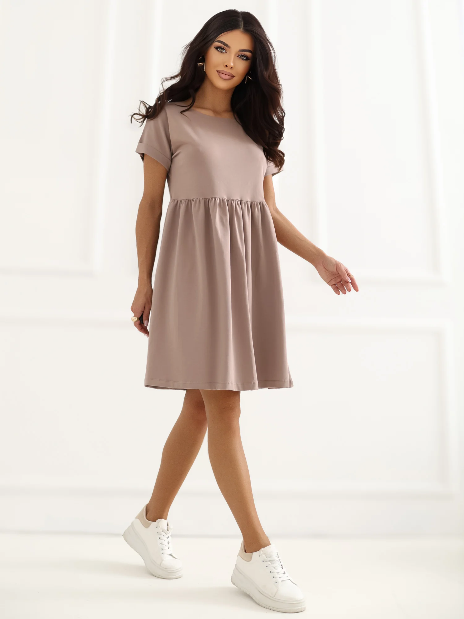 Rochie Dama Midi, Lejera, RUE PARIS, Bej de Vara - imagine 5