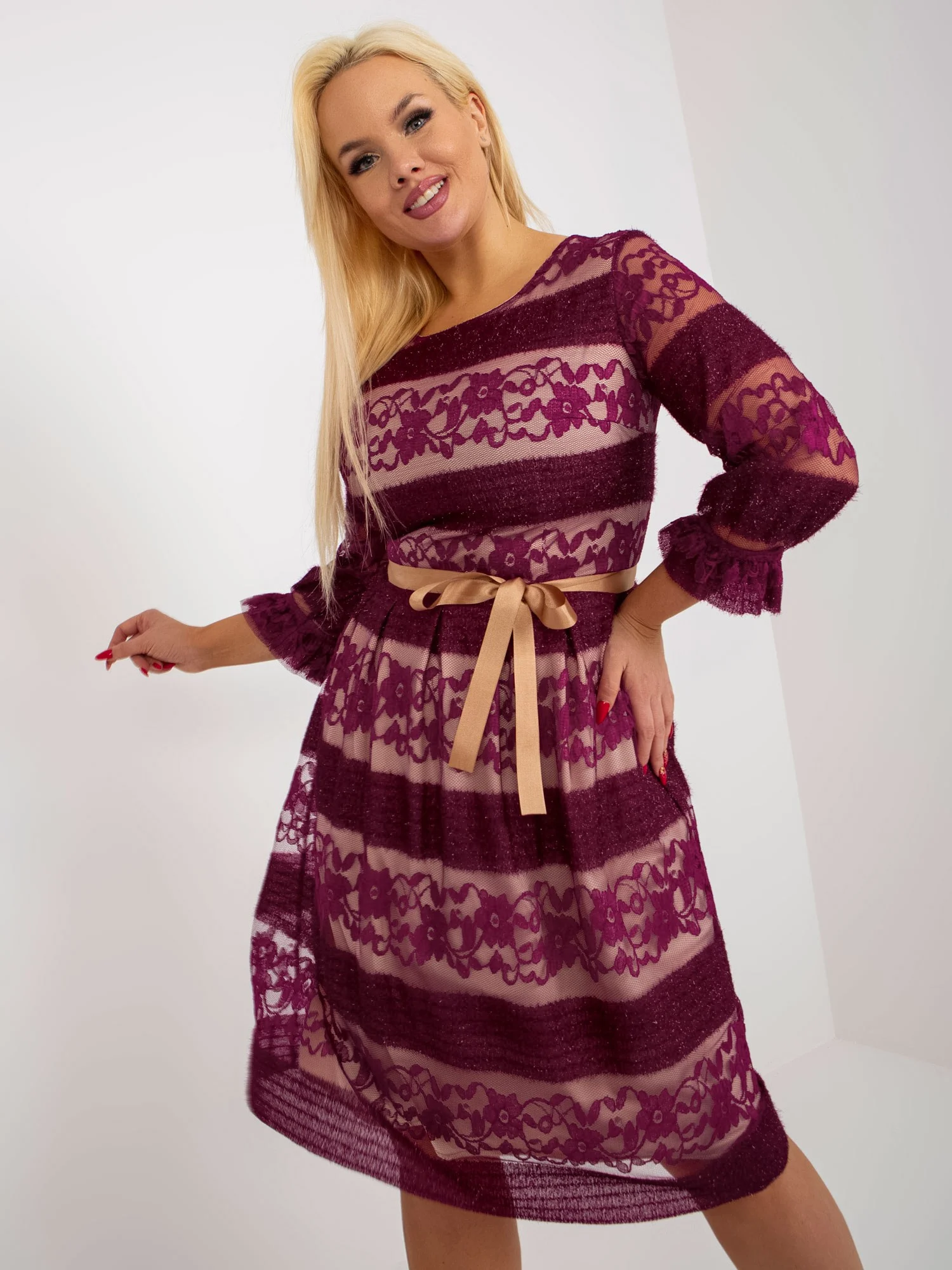 Rochie Dama Maxi, Dantela, LAKERTA, Mov de Sarbatori - imagine 2