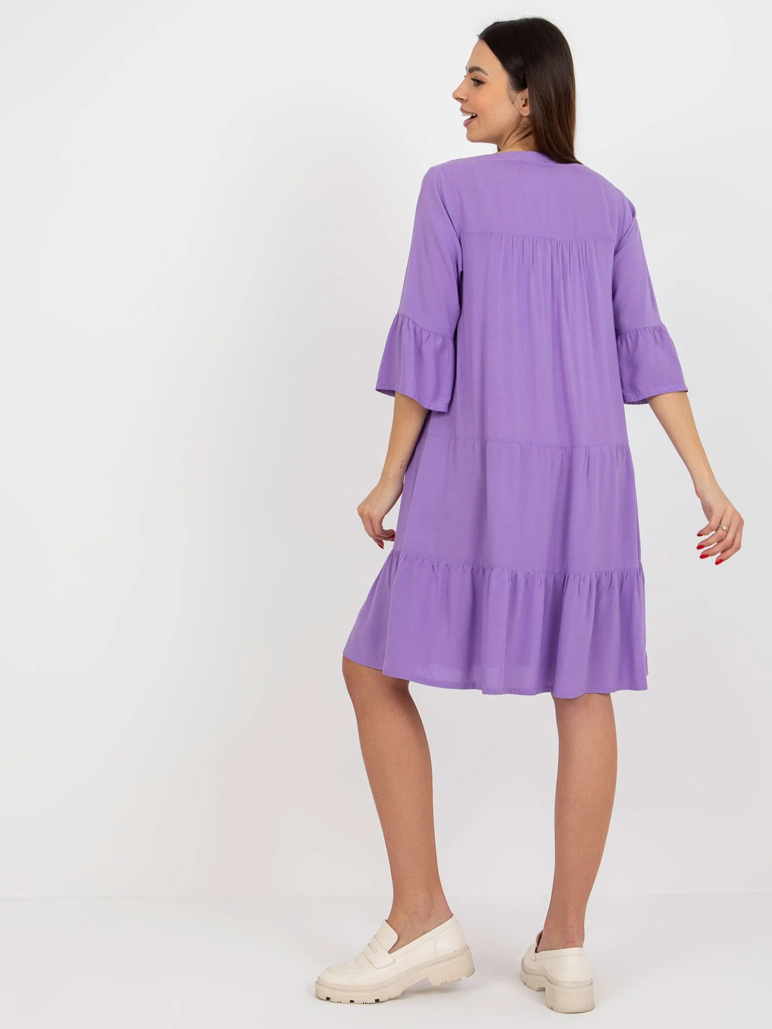 Rochie Dama Maneca 3/4, Oversize, Sublevel, Mov de Vara - Image 3