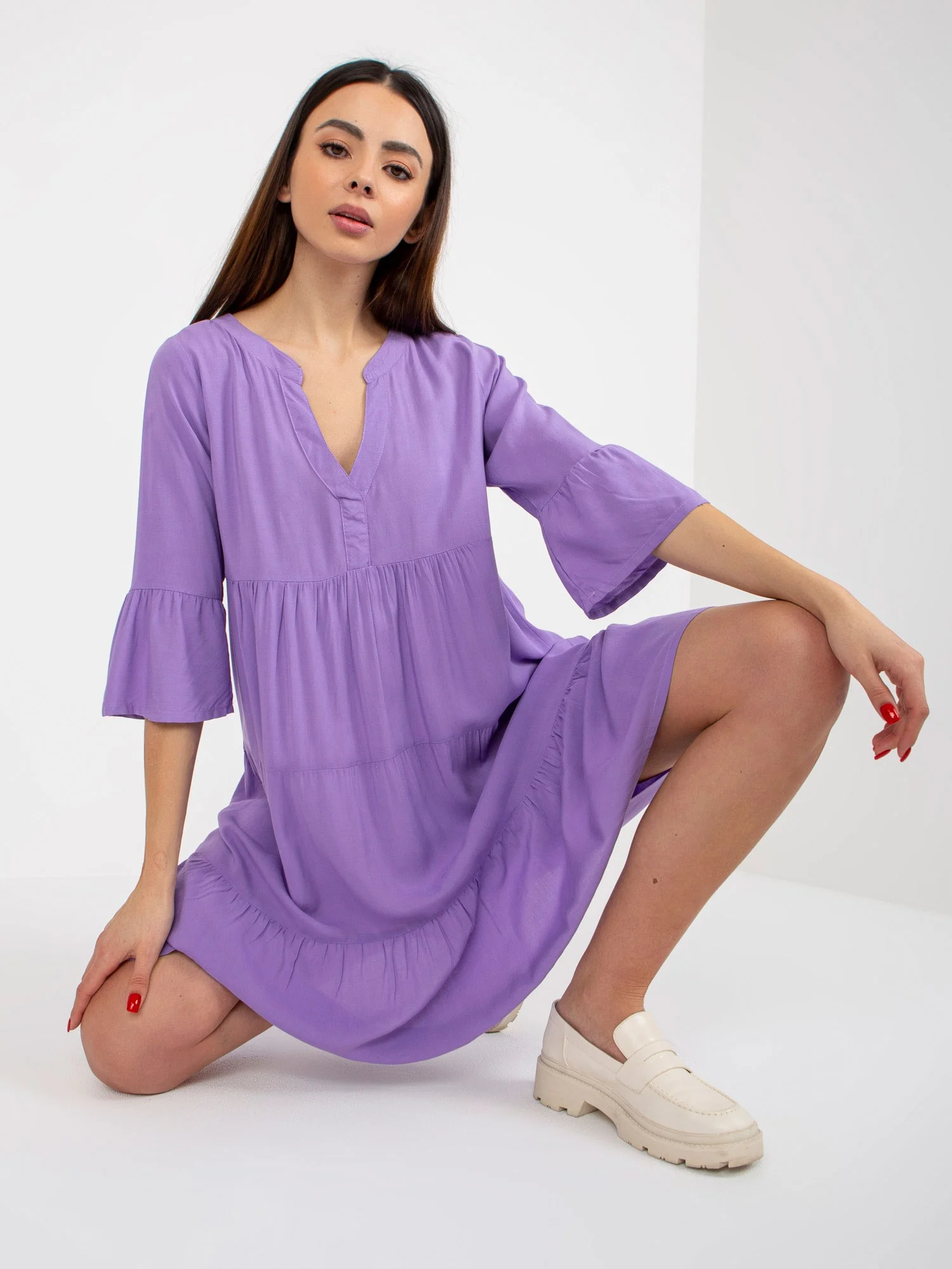 Rochie Dama Maneca 3/4, Oversize, Sublevel, Mov de Vara - Image 7