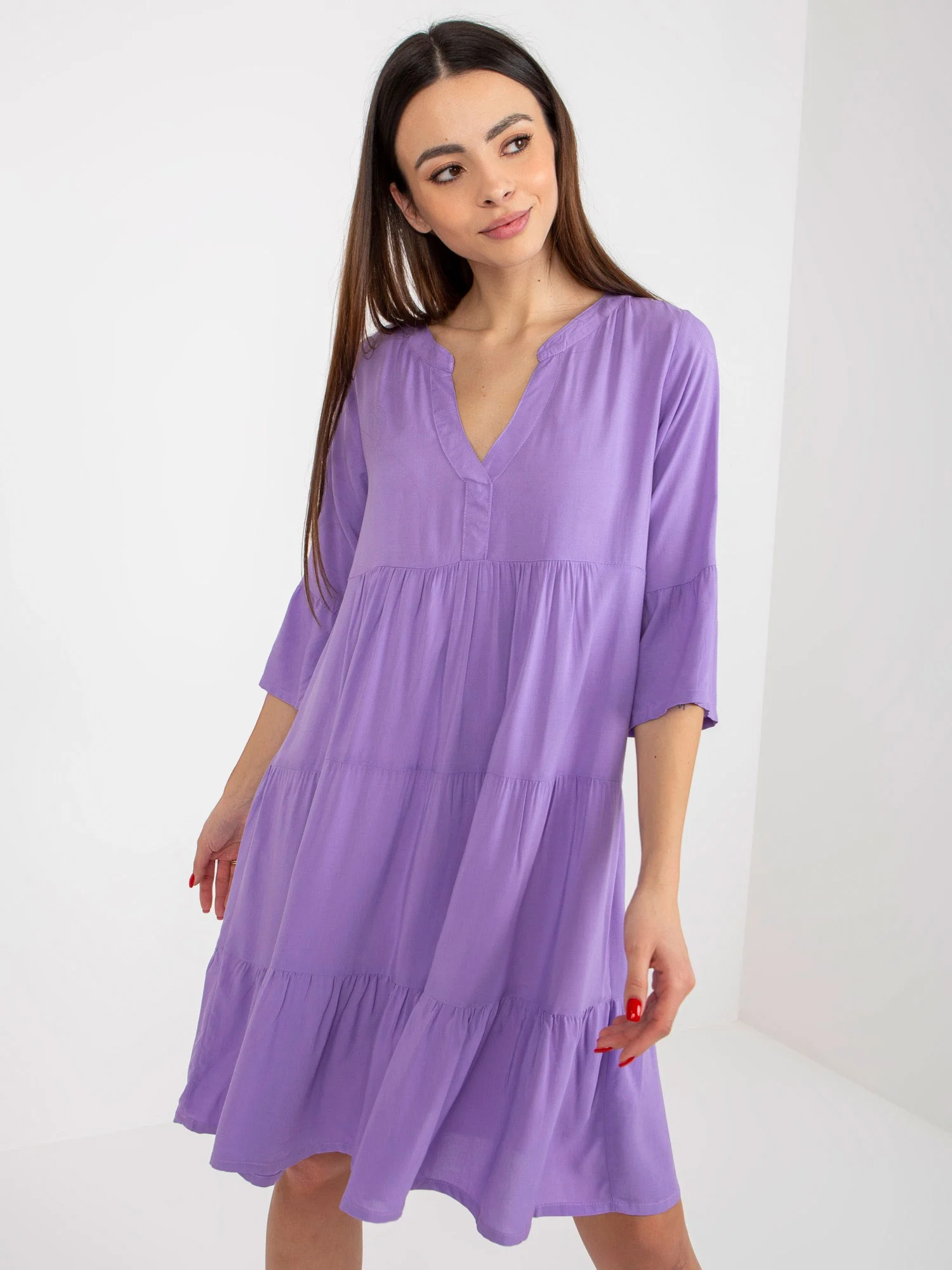 Rochie Dama Maneca 3/4, Oversize, Sublevel, Mov de Vara - Image 5