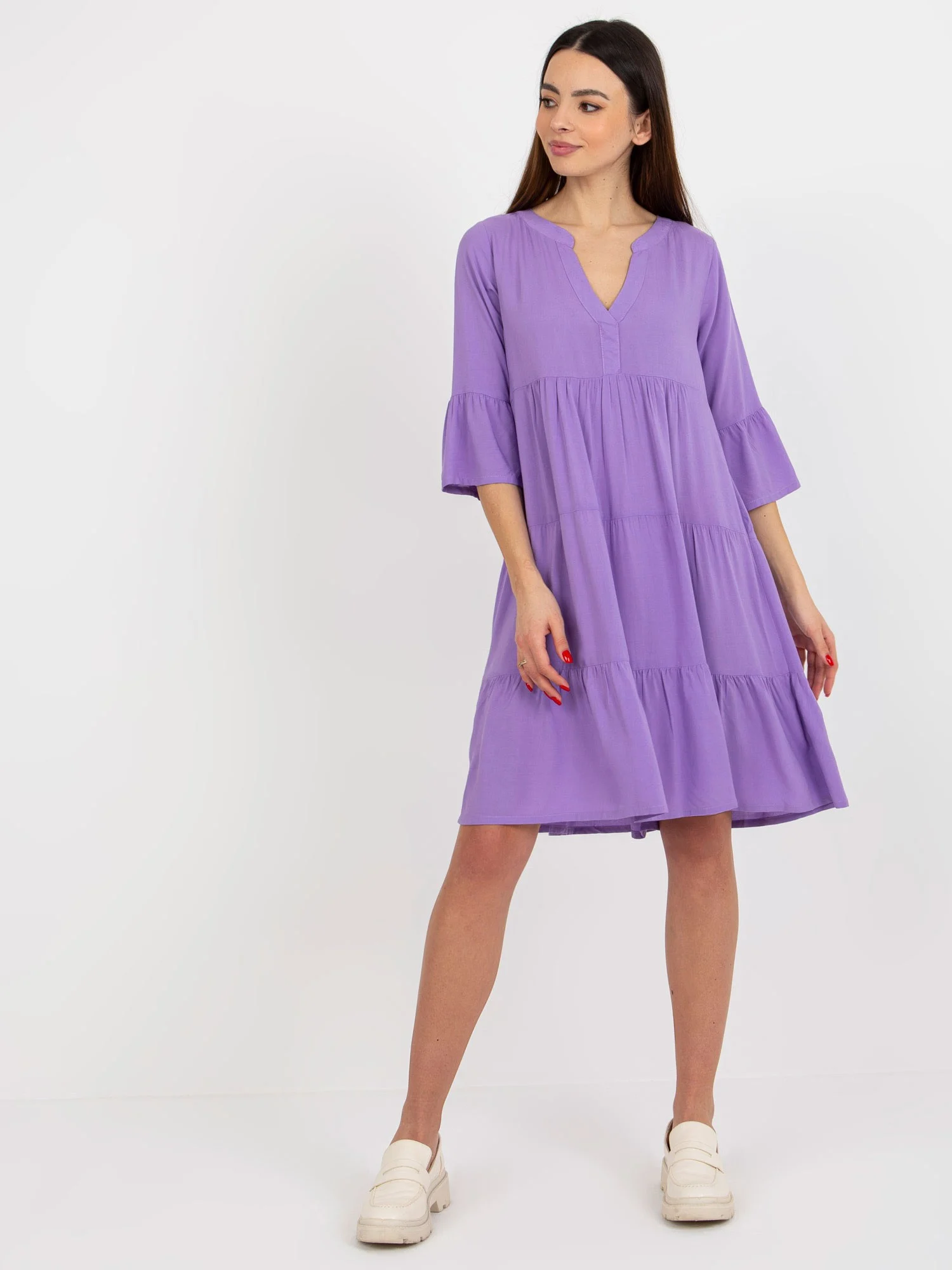 Rochie Dama Maneca 3/4, Oversize, Sublevel, Mov de Vara - Image 2