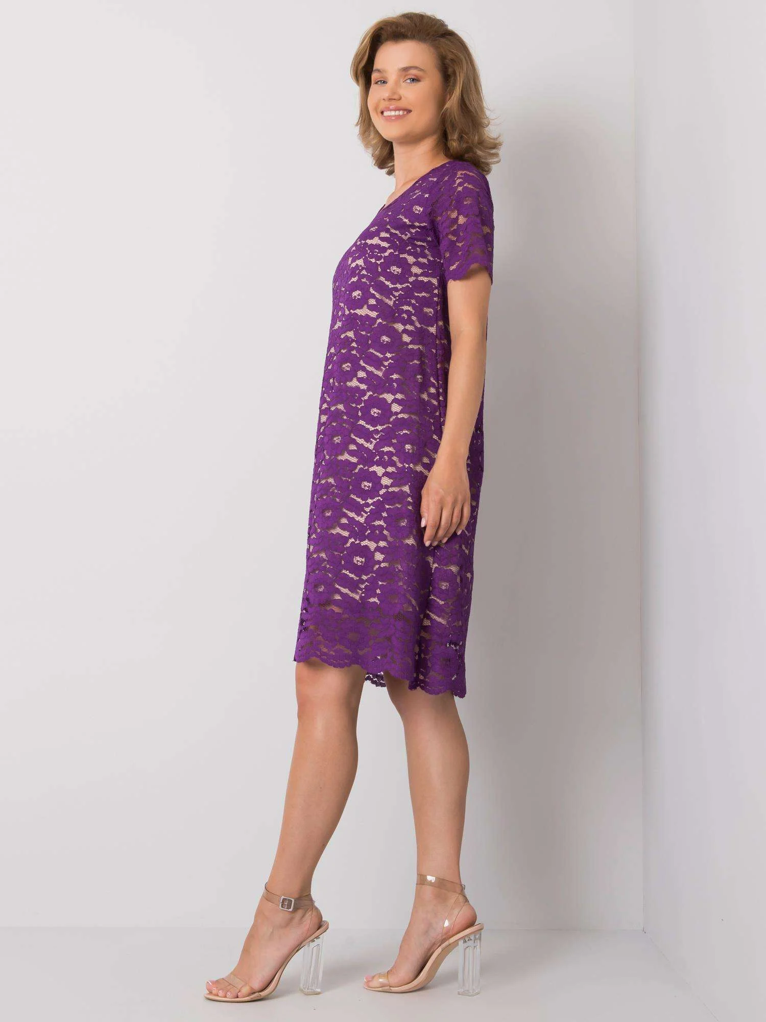 Rochie Dama Mini, Imprimat, LAKERTA, Mov de Ocazie Nunta - imagine 4