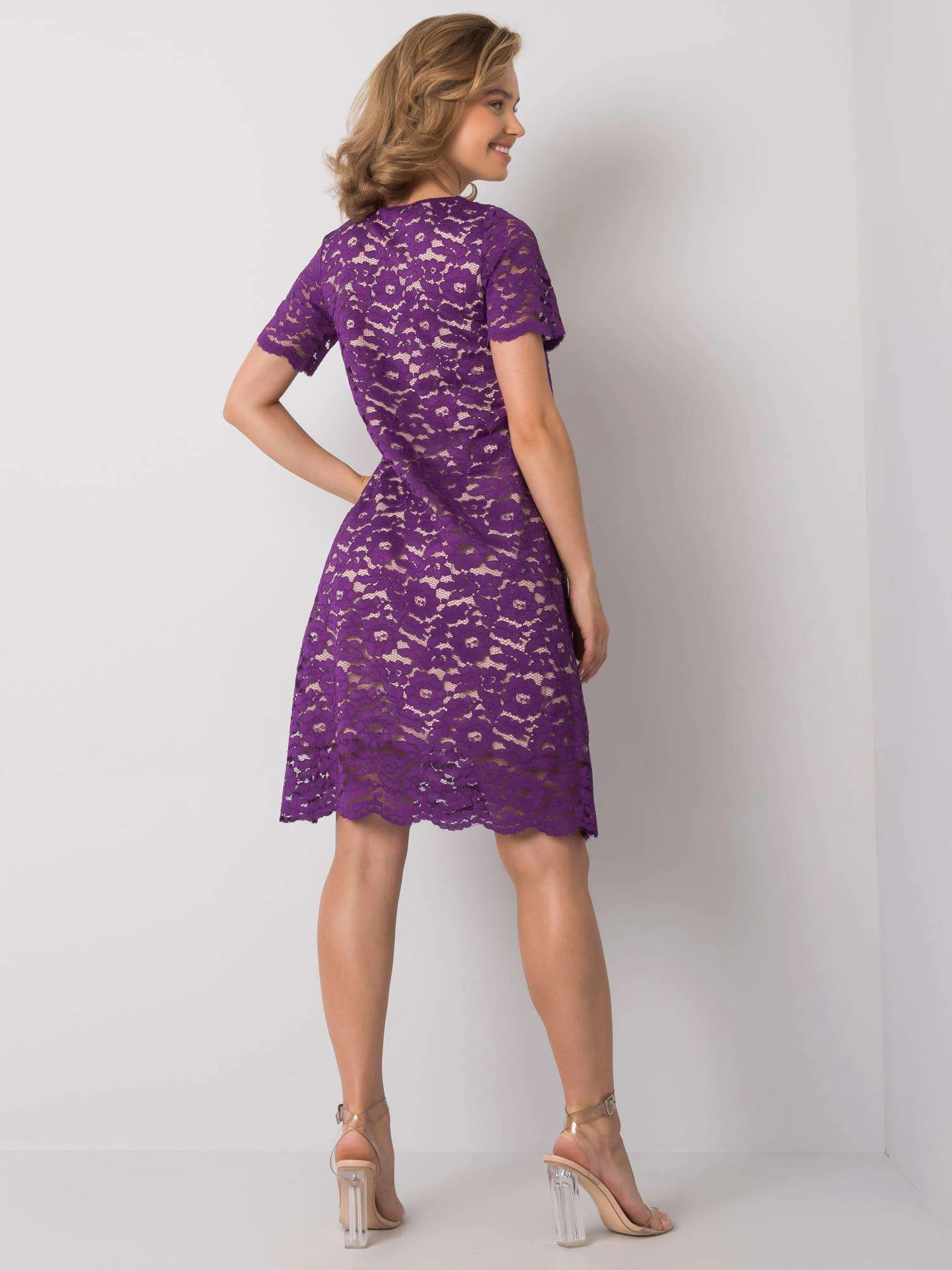 Rochie Dama Mini, Imprimat, LAKERTA, Mov de Ocazie Nunta - imagine 3
