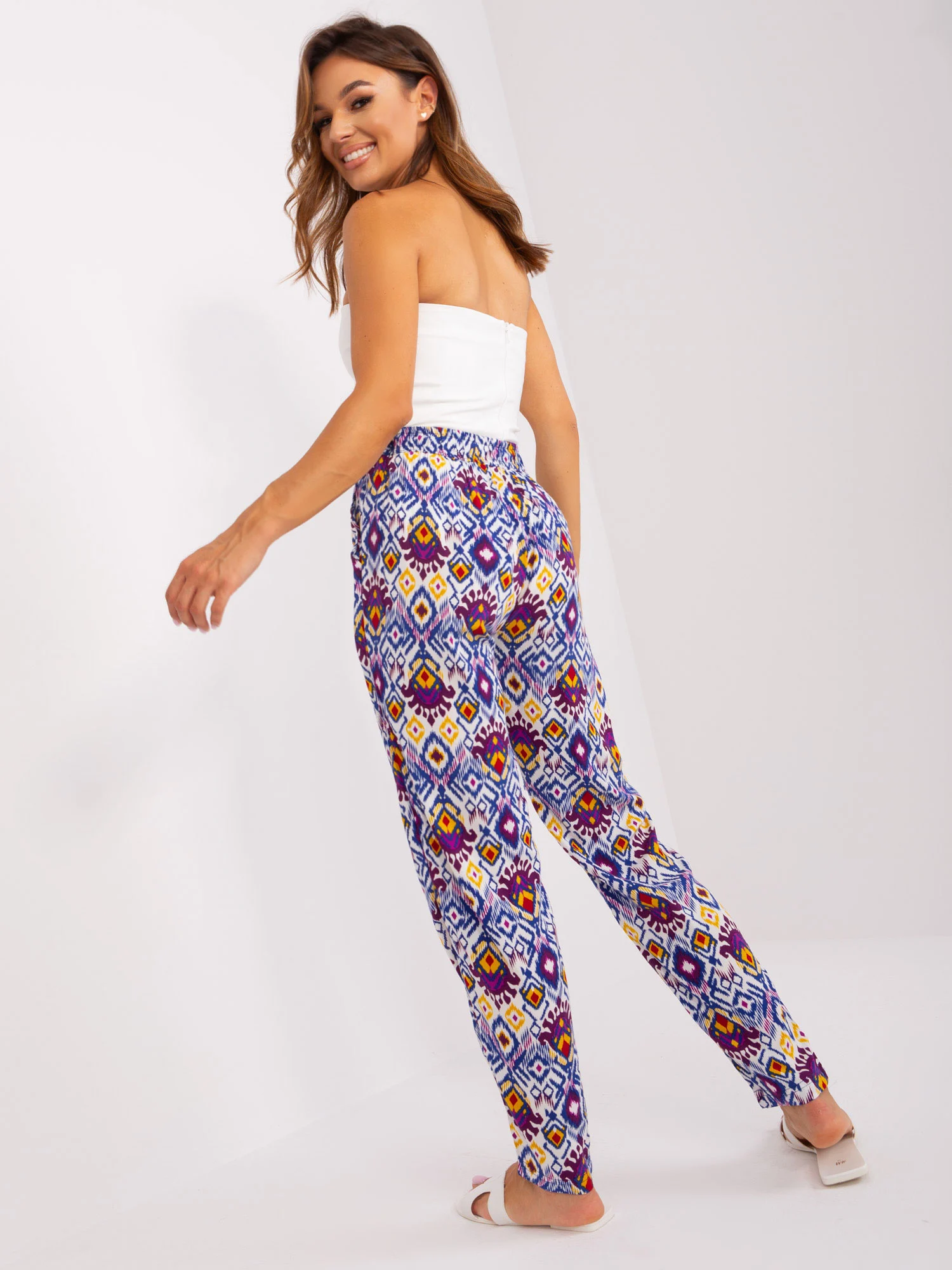Pantaloni Dama Conica, Guler inalt, Sublevel, Mov Casual Marimi Mari - imagine 2