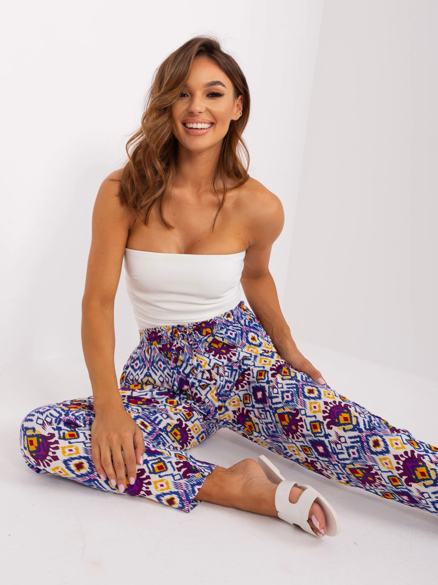 Pantaloni Dama Conica, Guler inalt, Sublevel, Mov Casual Marimi Mari - imagine 3