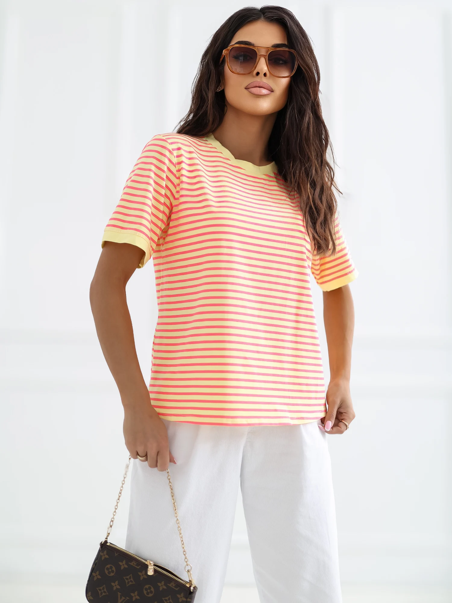 Tricou Dama Mini, Dungi, RUE PARIS, Galben Casual - imagine 2