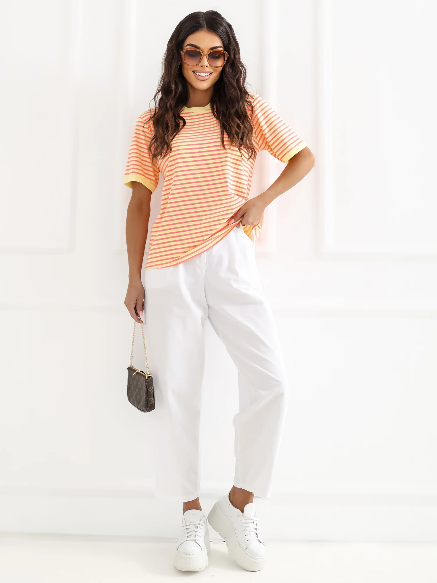 Tricou Dama Mini, Dungi, RUE PARIS, Galben Casual - imagine 3