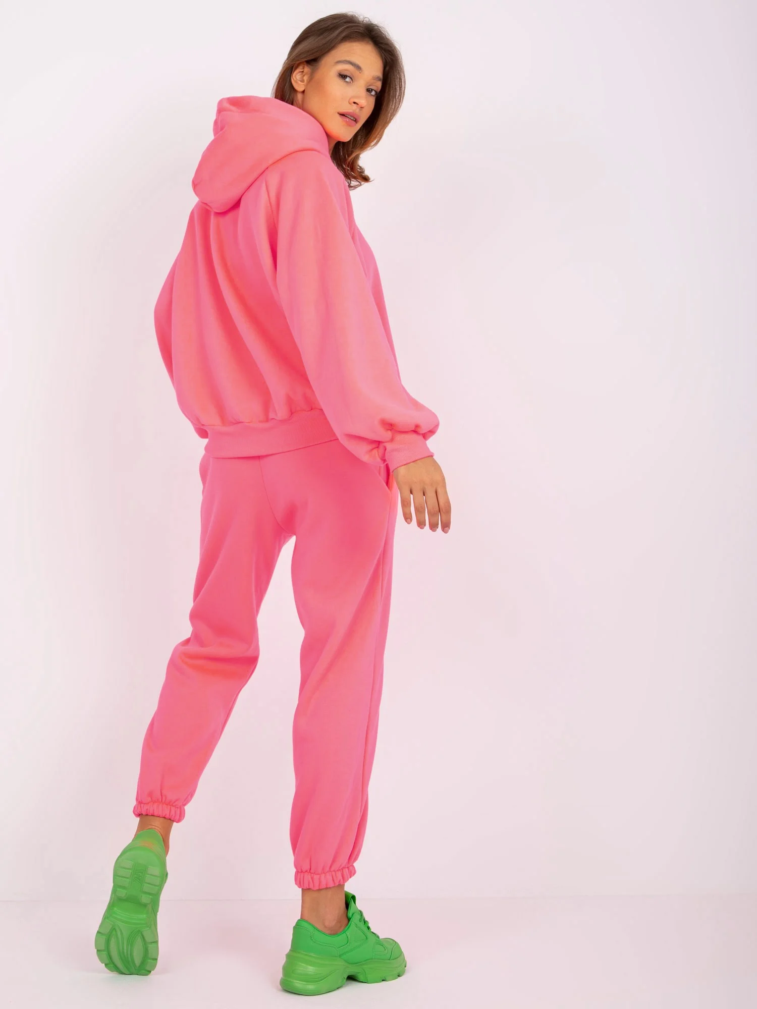 Compleu Dama Maneca lunga, Mansete elastice, ex moda, Roz Casual - imagine 2