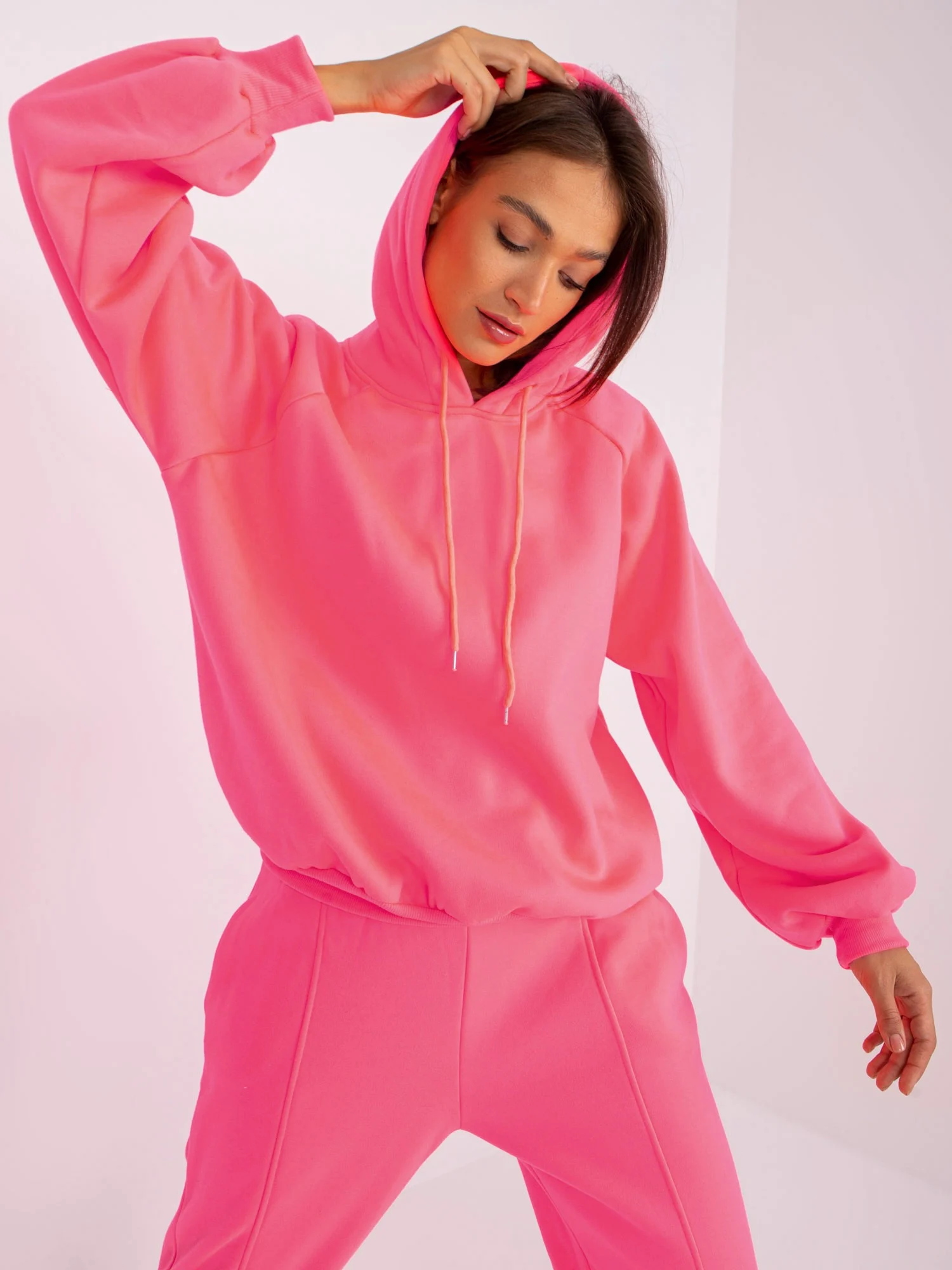 Compleu Dama Maneca lunga, Mansete elastice, ex moda, Roz Casual - imagine 4