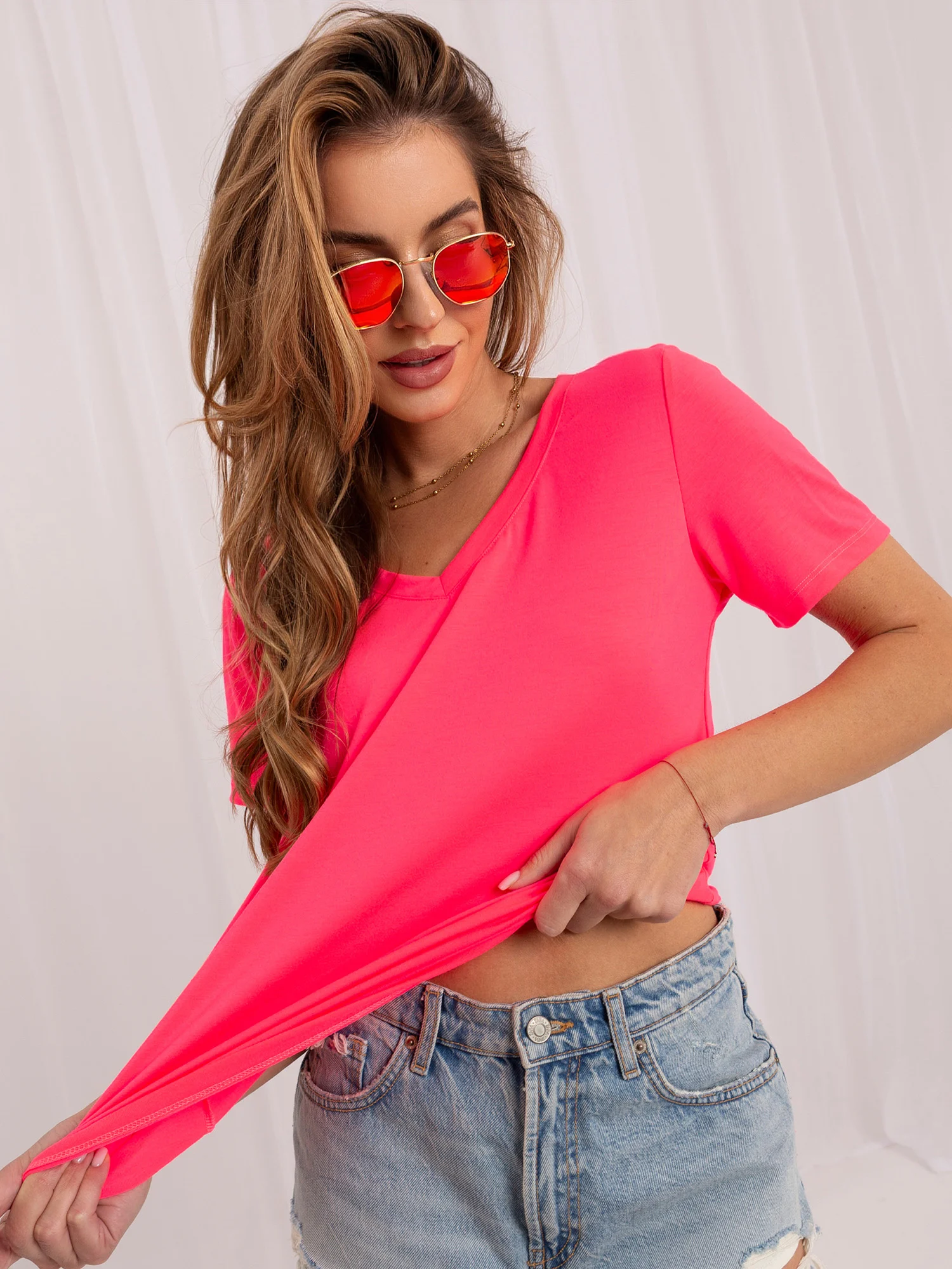 Tricou Dama Mini, Decolteu in V, RUE PARIS, Roz Casual - imagine 3
