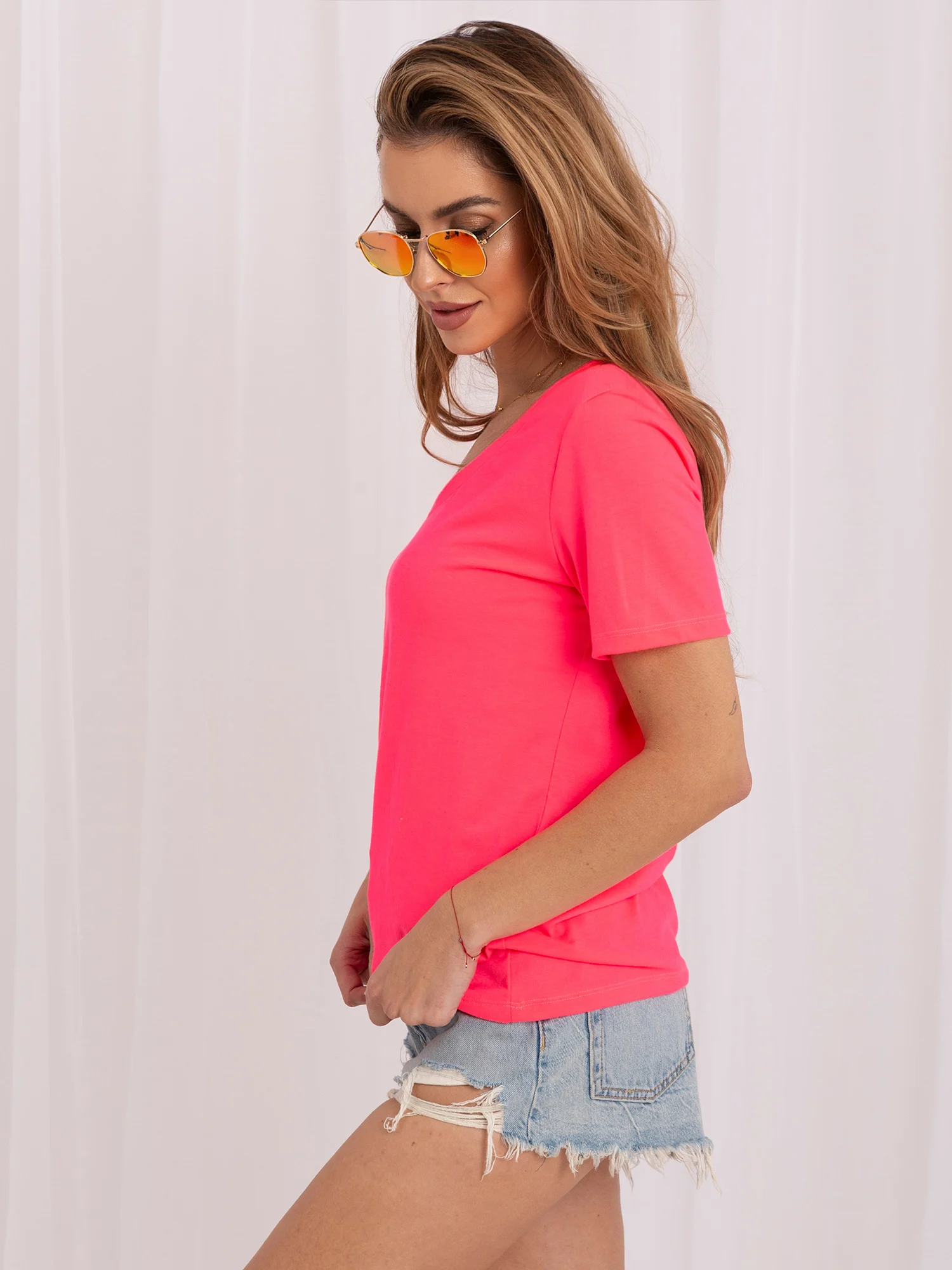 Tricou Dama Mini, Decolteu in V, RUE PARIS, Roz Casual - imagine 4
