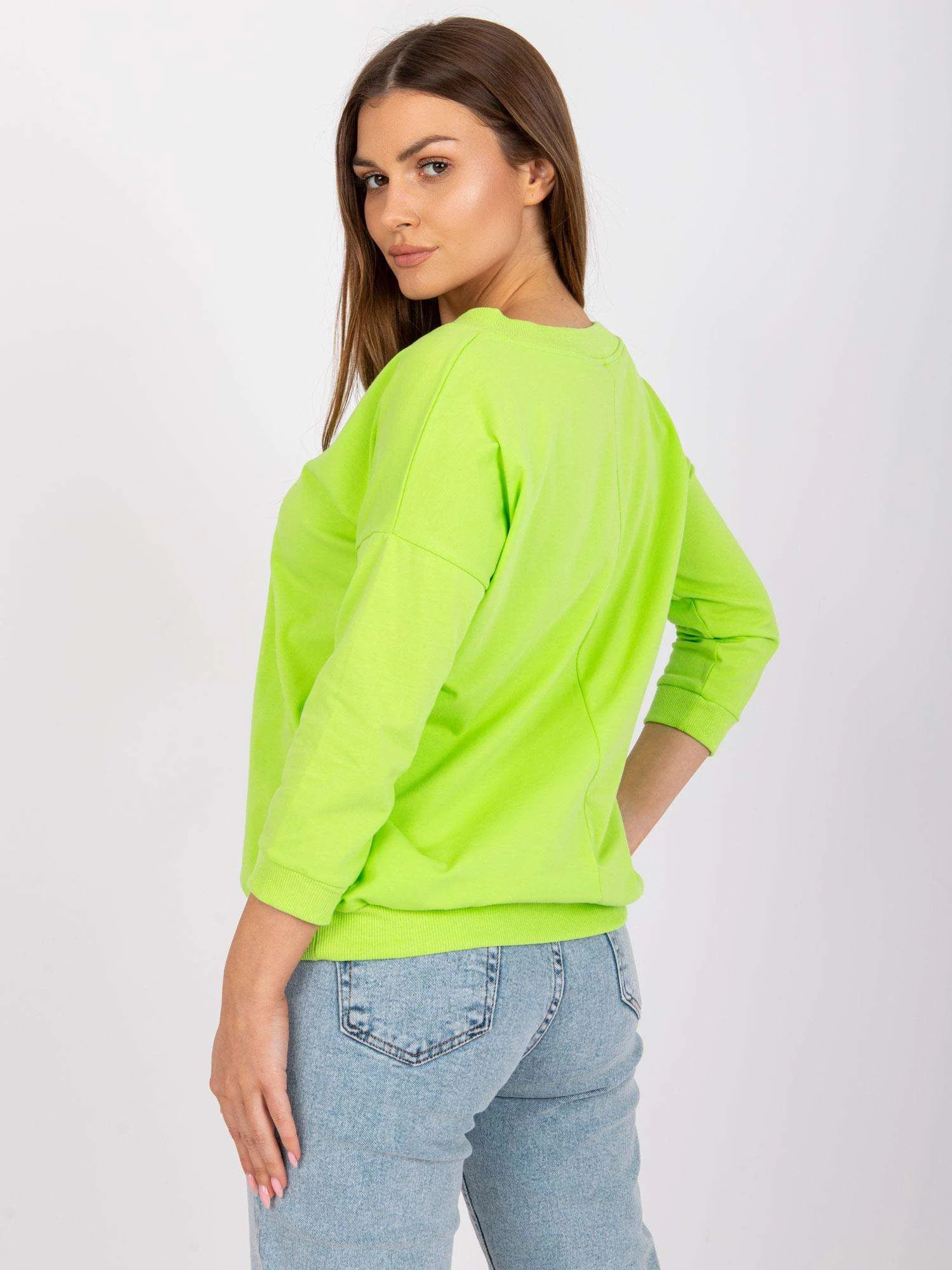 Bluza Dama Maneca 3/4, Decolteu in V, BASIC FEEL GOOD, Verde Eleganta Office - imagine 2
