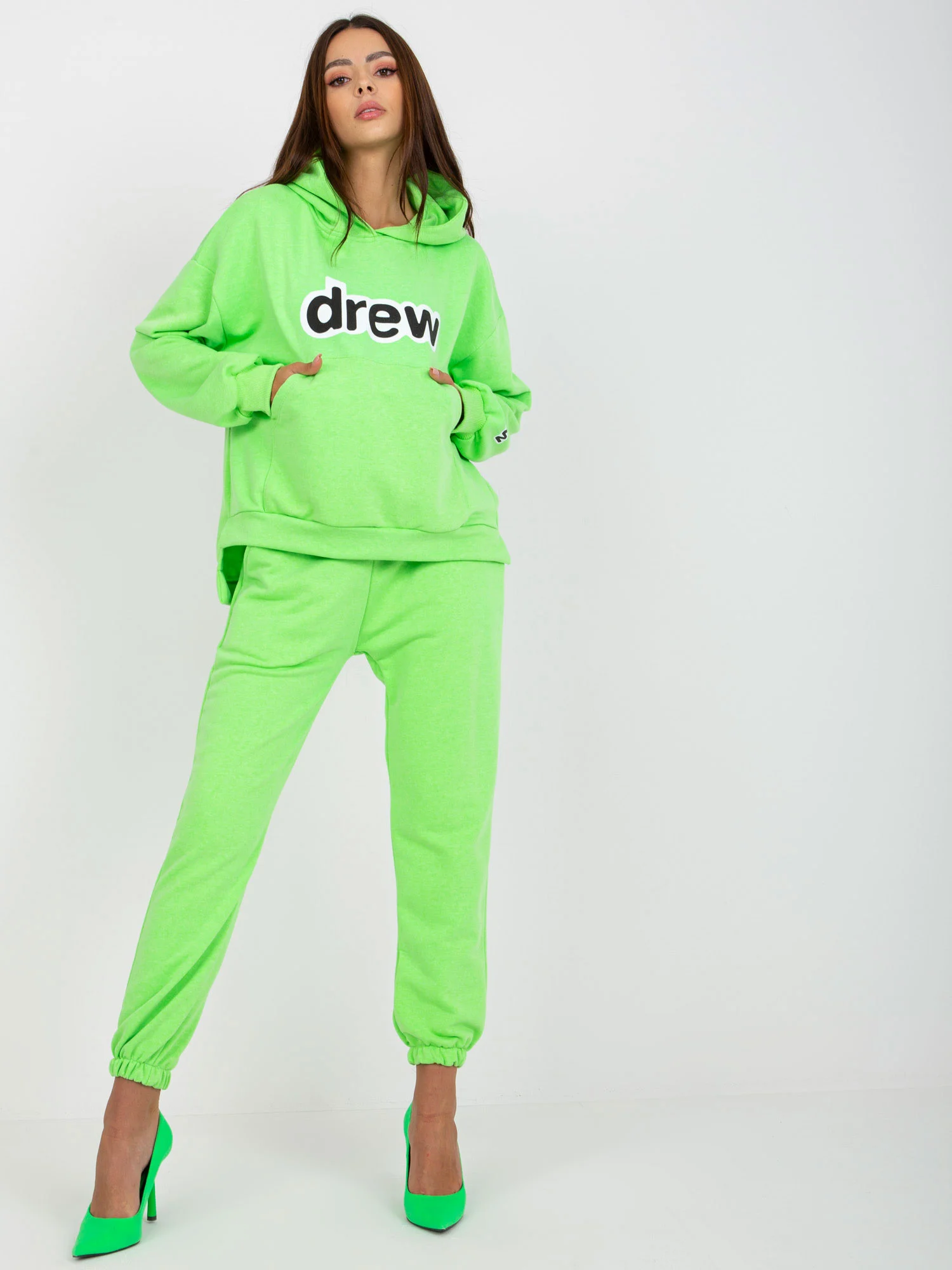 Compleu Dama Maneca lunga, Imprimat, ex moda, Verde Casual - Image 3
