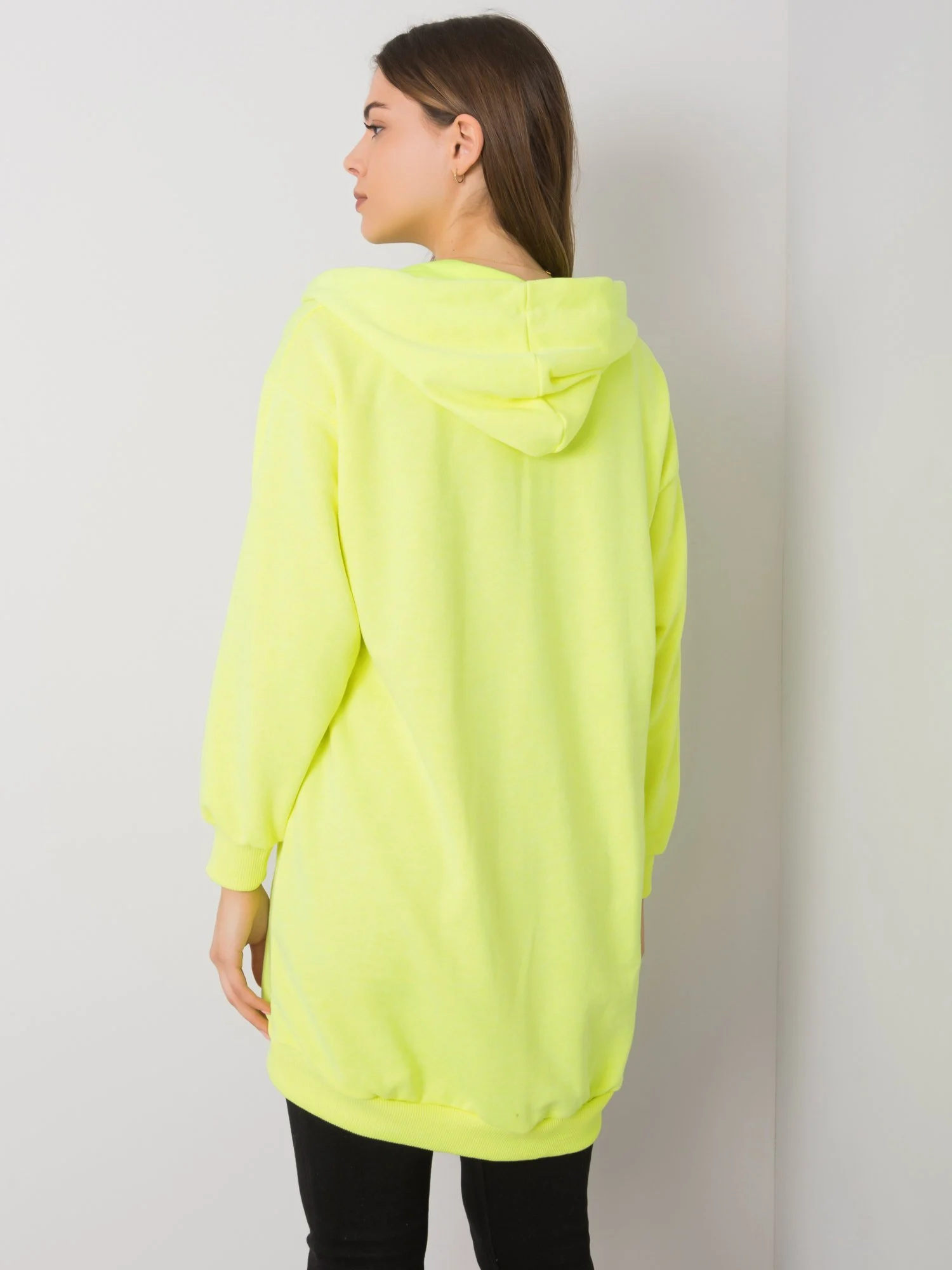 Hanorac Dama Maneca lunga, Decolteu in V, ex moda, Galben Casual - imagine 2