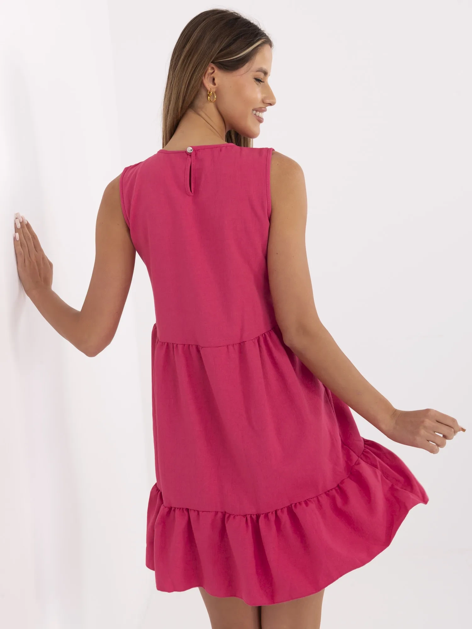 Rochie Dama Mini, Decolteu rotund, RUE PARIS, Fucsia de Ocazie Nunta - imagine 3