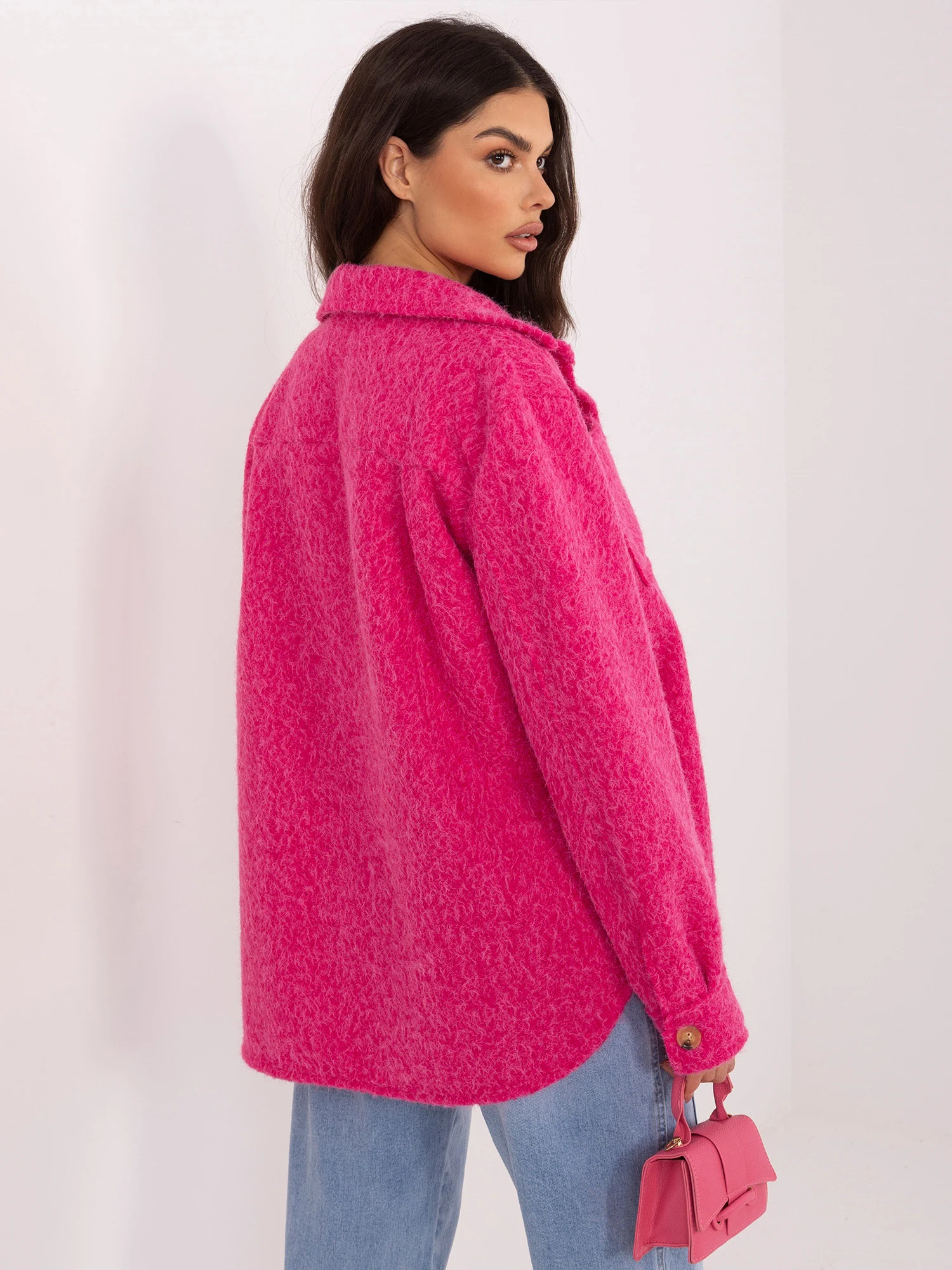 Jacheta Dama Maneca lunga, Guler inalt, RUE PARIS, Fucsia de Vara - imagine 4