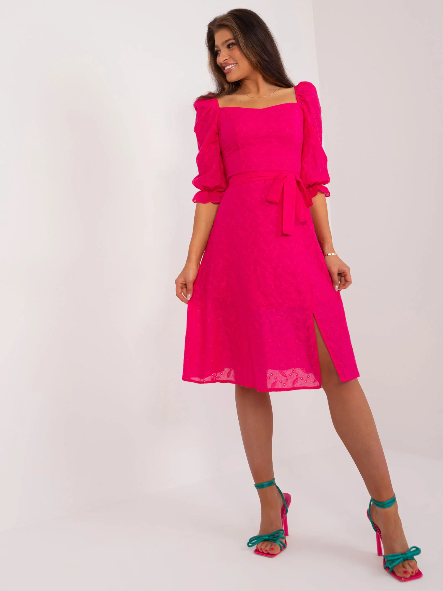 Rochie Dama Midi, Lejera, LAKERTA, Fucsia de Vara - imagine 3