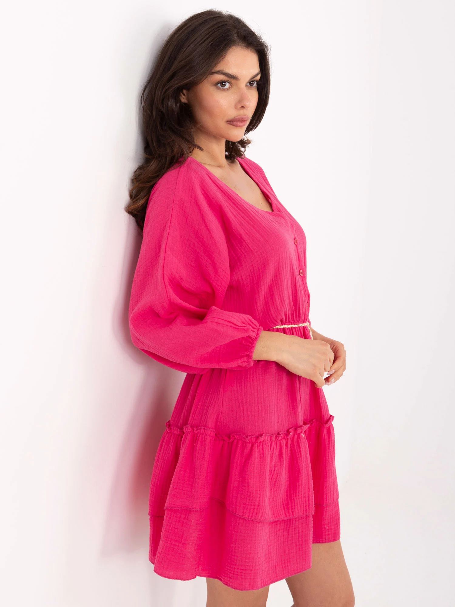 Rochie Dama Maxi, Lejera, ITALY MODA, Fucsia de Vara - Image 3