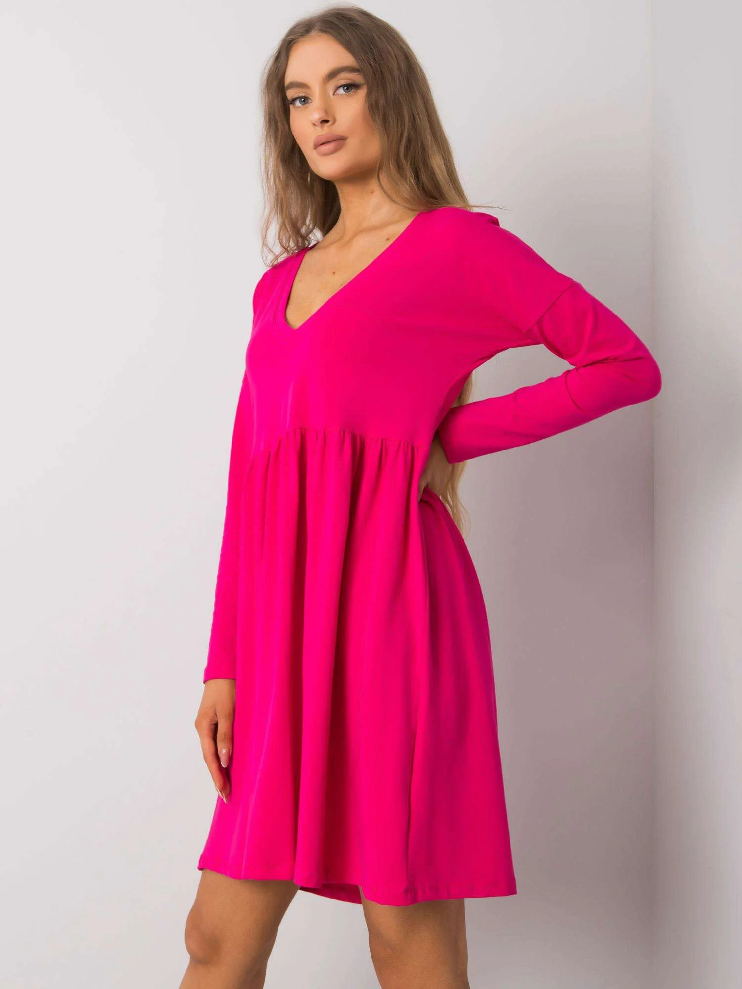 Rochie Dama Maxi, Lejera, RUE PARIS, Fucsia Eleganta Office - Image 5