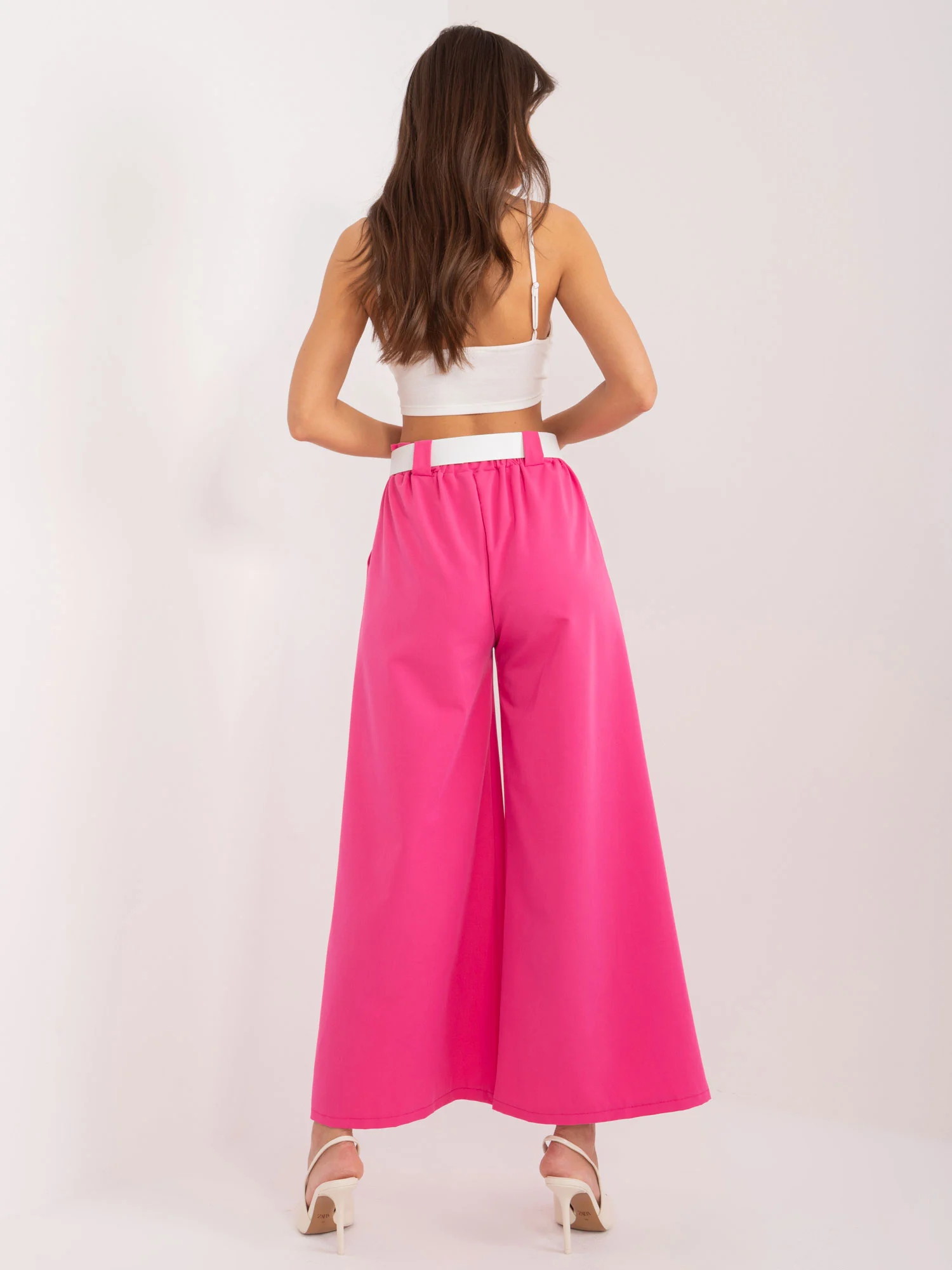 Pantaloni Dama Elegant, Guler inalt, ITALY MODA, Fucsia de Petrecere - imagine 4