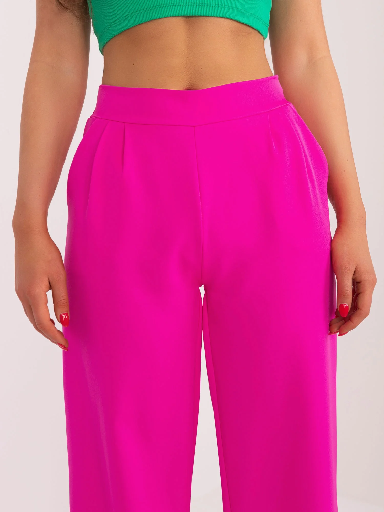 Pantaloni Dama Elegant, Guler inalt, RUE PARIS, Fucsia Eleganta Office - imagine 7