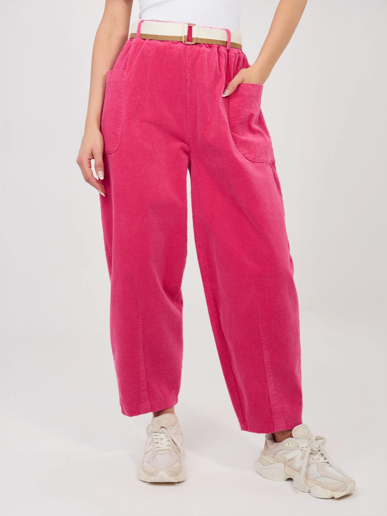 Pantaloni Dama Conica, Guler inalt, RUE PARIS, Fucsia Casual - imagine 6