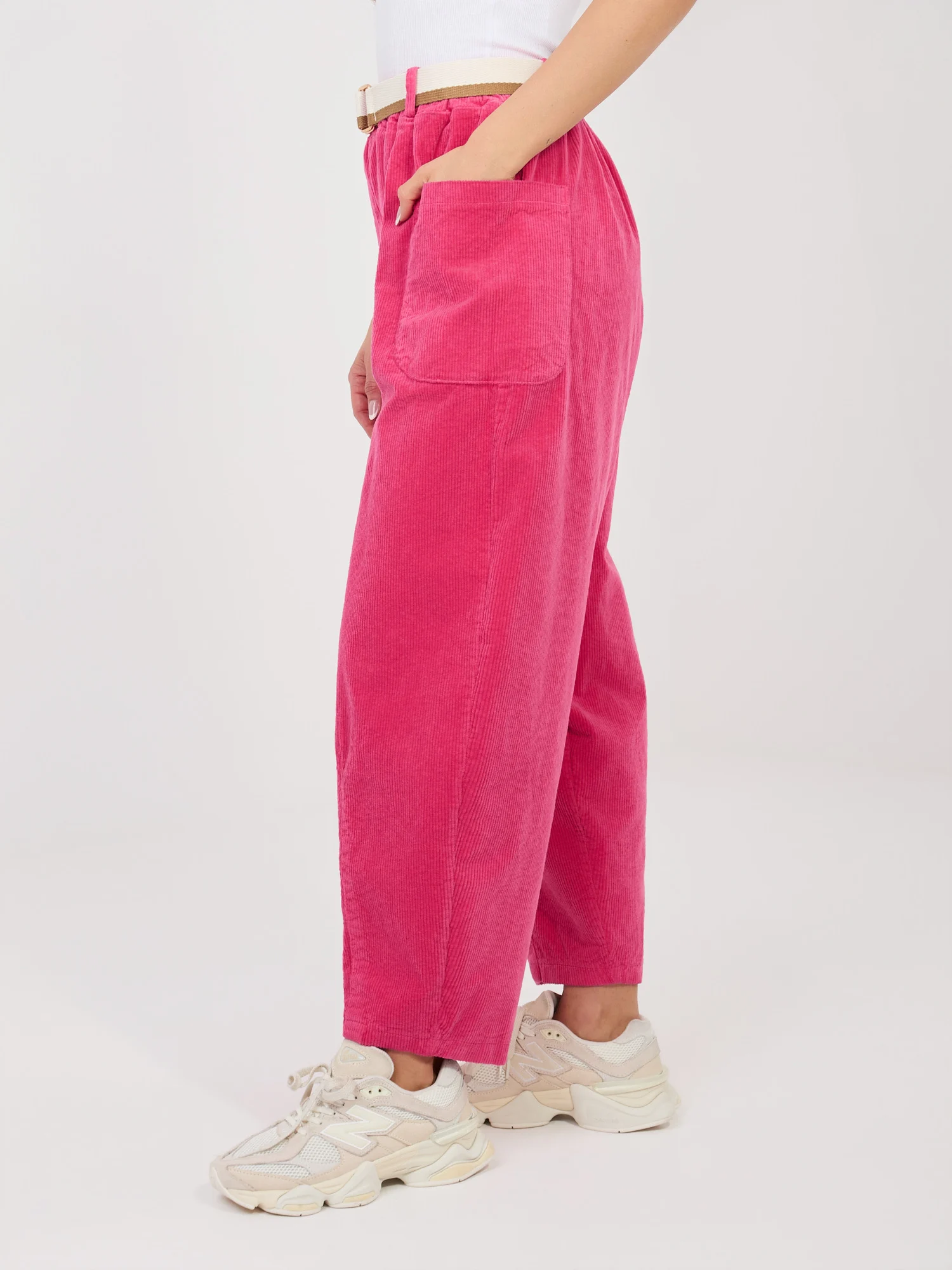 Pantaloni Dama Conica, Guler inalt, RUE PARIS, Fucsia Casual - imagine 3