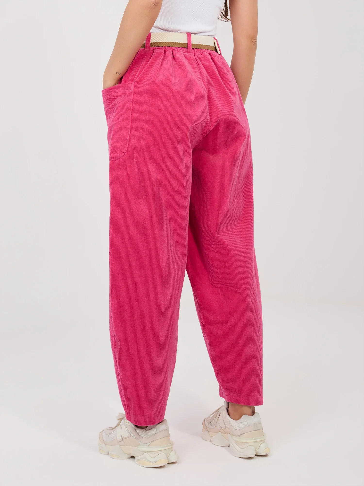 Pantaloni Dama Conica, Guler inalt, RUE PARIS, Fucsia Casual - imagine 2