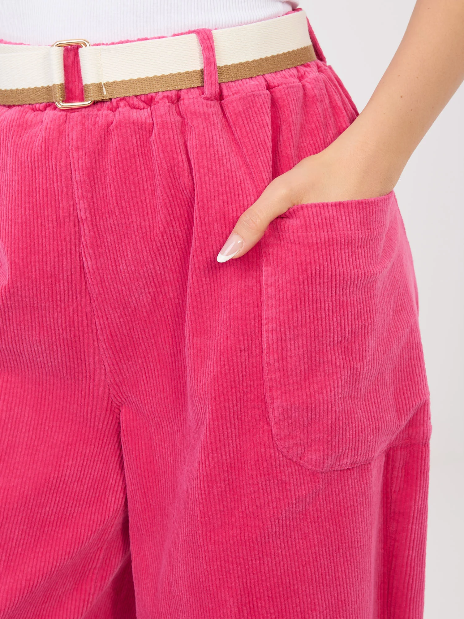 Pantaloni Dama Conica, Guler inalt, RUE PARIS, Fucsia Casual - imagine 4