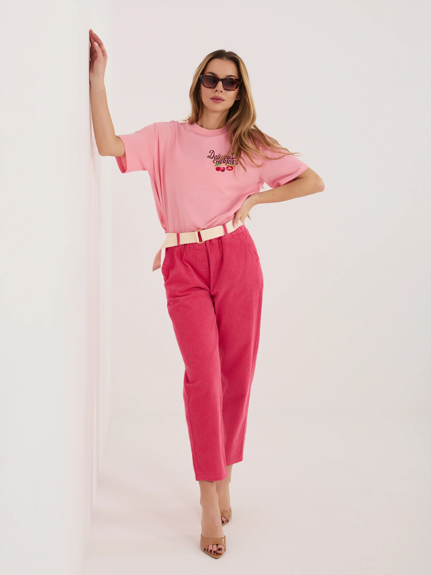 Pantaloni Dama 7/8, Conica, ITALY MODA, Fucsia Eleganta Office - imagine 2