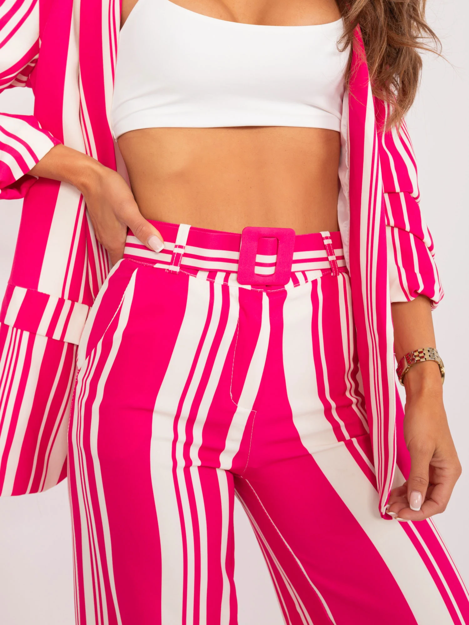 Pantaloni Dama Dungi, Elegant, ITALY MODA, Fucsia de Petrecere Marimi Mari - imagine 5
