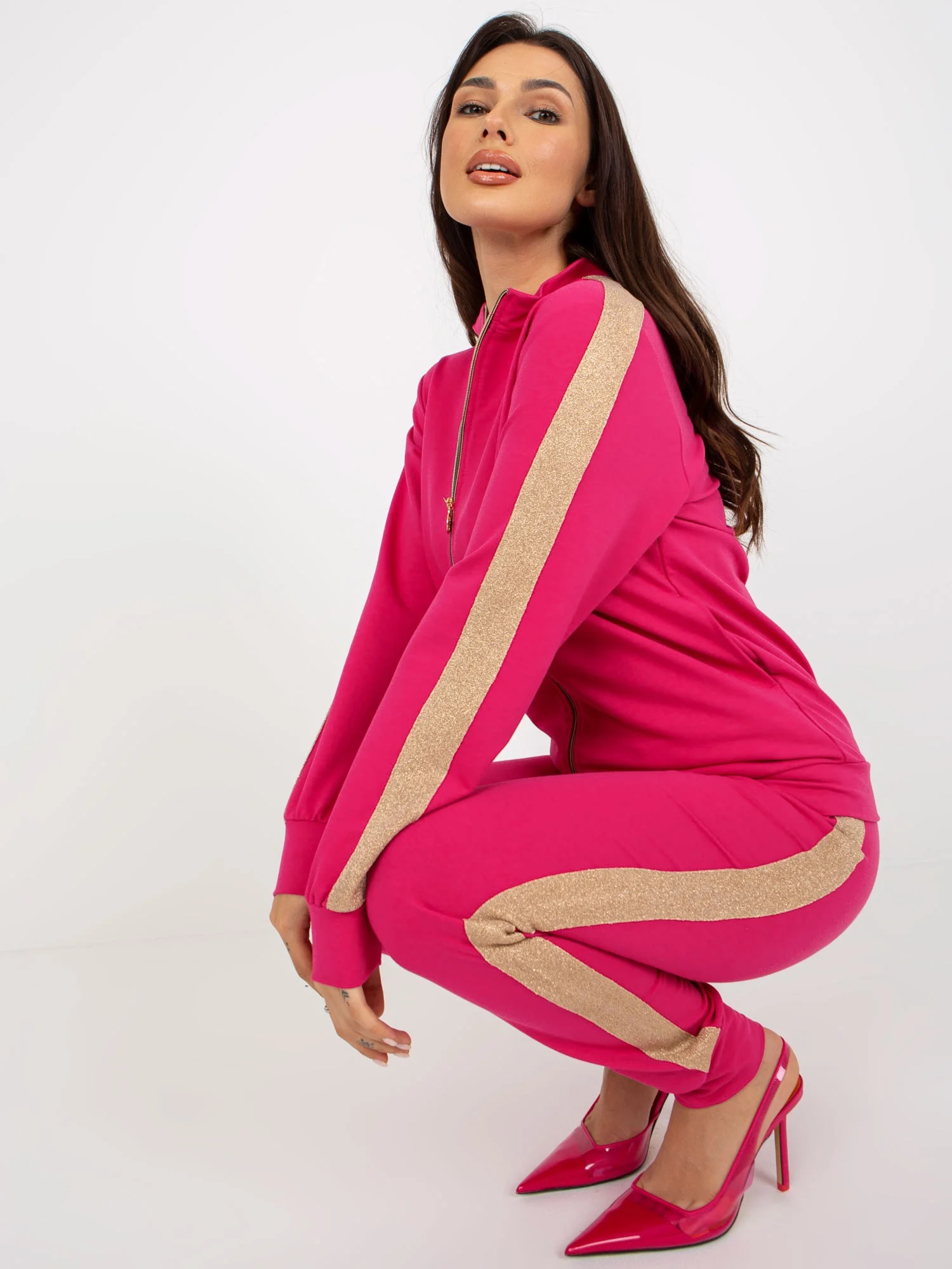 Compleu Dama Maneca lunga, Mansete elastice, LAKERTA, Fucsia Casual - imagine 6