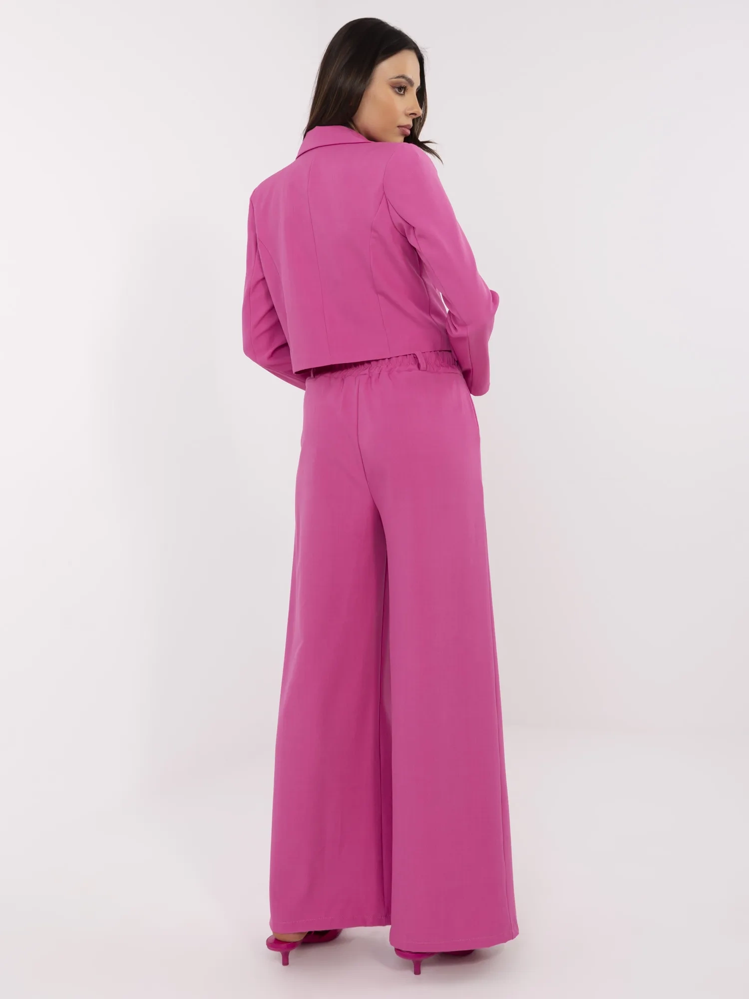 Compleu Dama Maneca lunga, Elegant, ITALY MODA, Fucsia Eleganta - imagine 5
