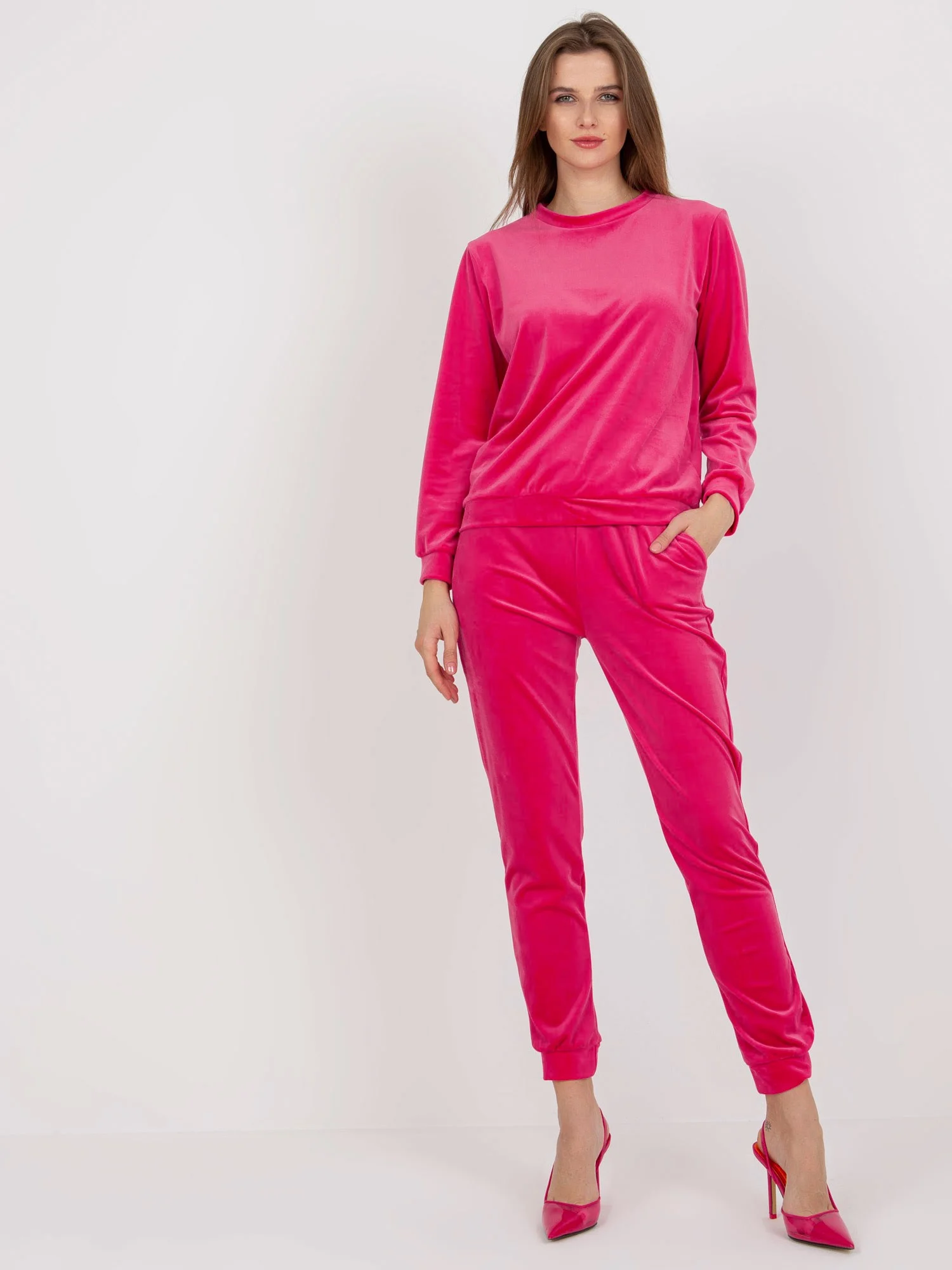 Compleu Dama Lunga, Mansete elastice, RUE PARIS, Fucsia Casual - imagine 5