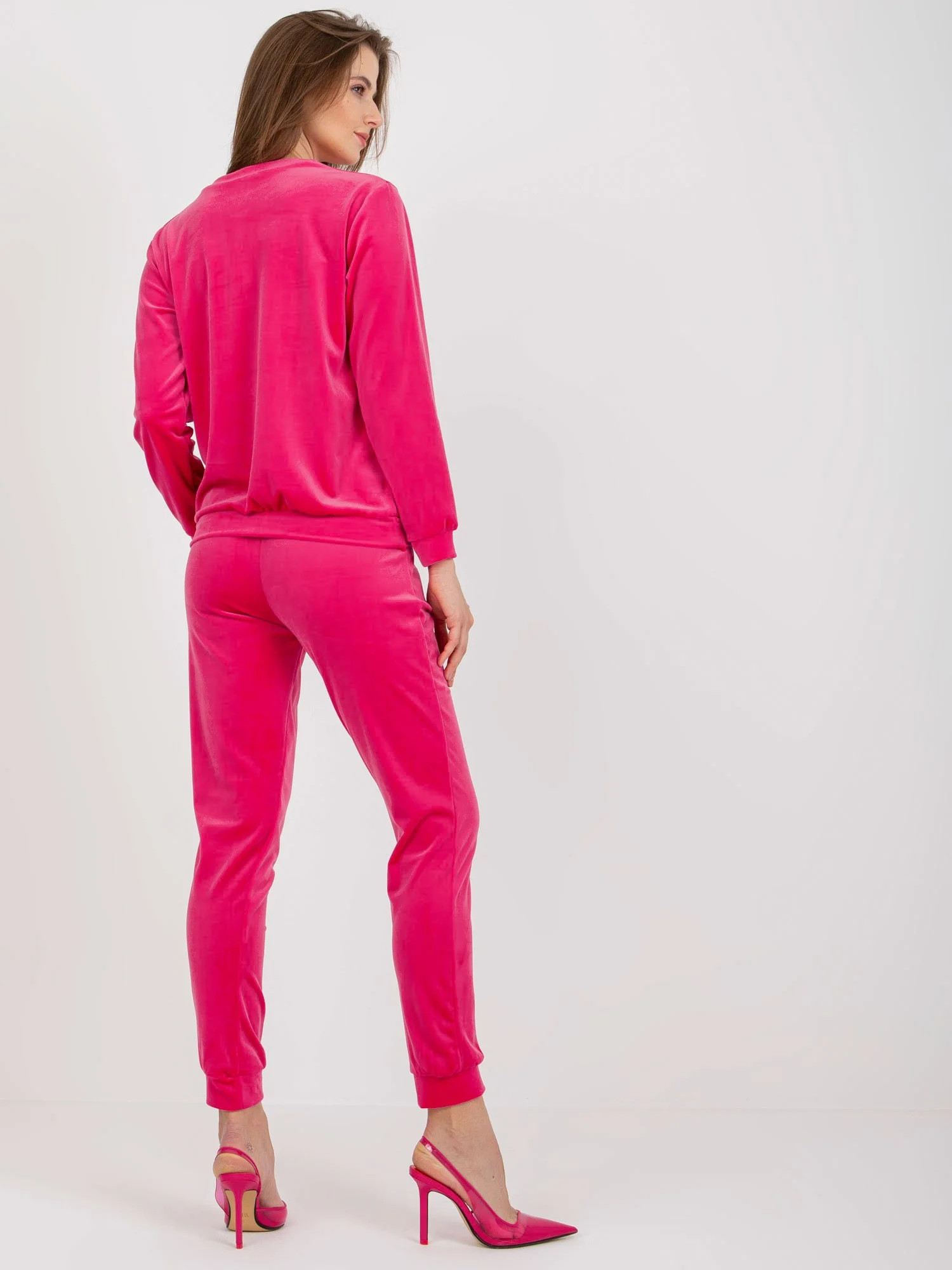 Compleu Dama Lunga, Mansete elastice, RUE PARIS, Fucsia Casual - imagine 2