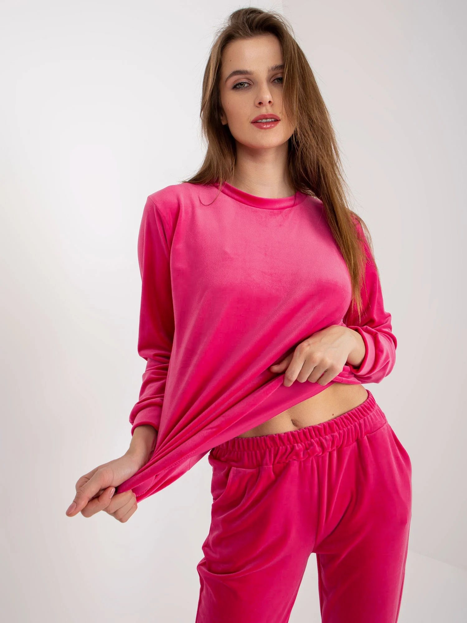Compleu Dama Lunga, Mansete elastice, RUE PARIS, Fucsia Casual - imagine 6