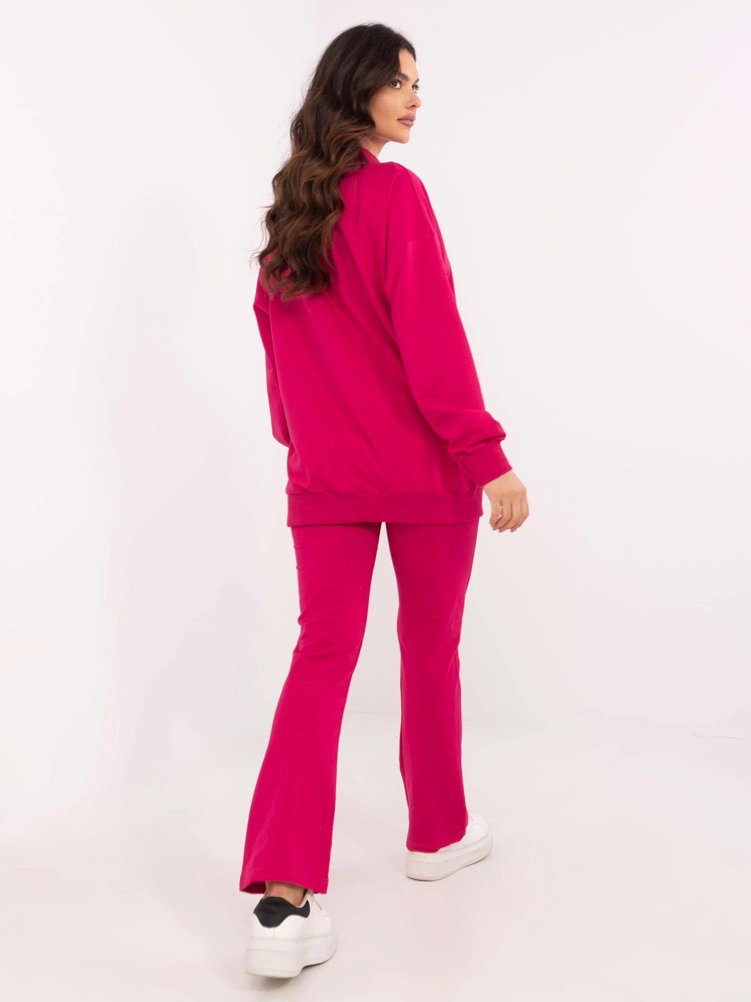 Compleu Dama Maneca lunga, Petrecuta, My Red Lips, Fucsia Casual - imagine 3