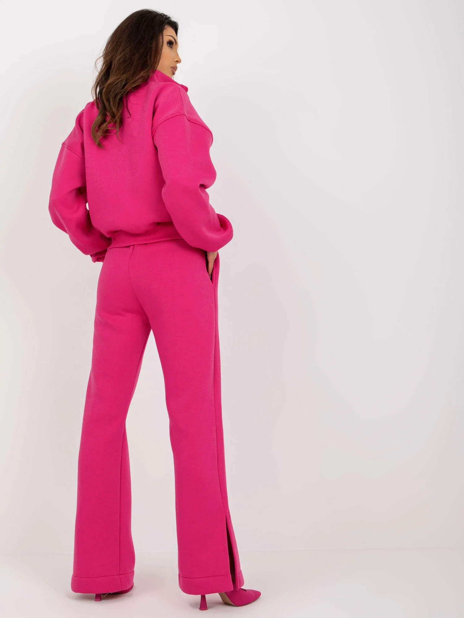 Compleu Dama Maneca lunga, Larga, My Red Lips, Fucsia Casual - imagine 6