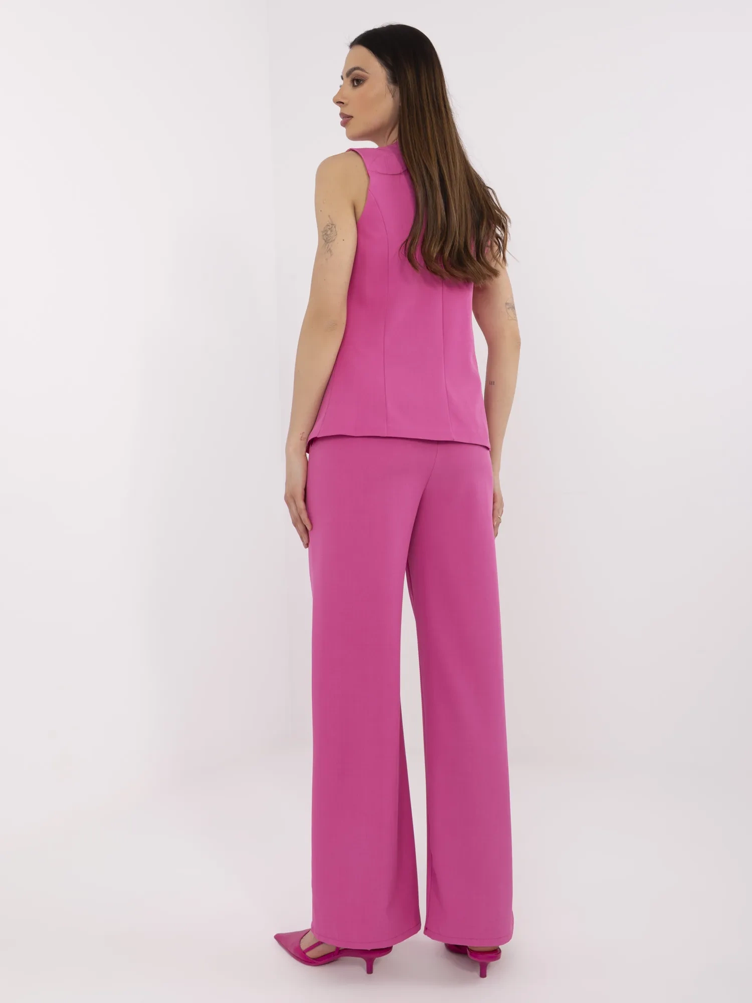 Compleu Dama Fara maneci, Elegant, ITALY MODA, Fucsia de Petrecere - imagine 4
