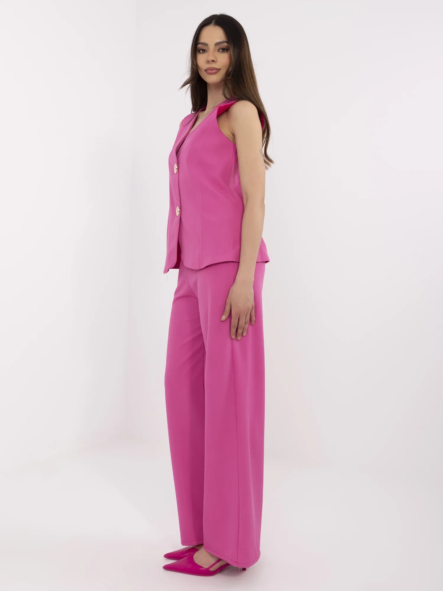 Compleu Dama Fara maneci, Elegant, ITALY MODA, Fucsia de Petrecere - imagine 5