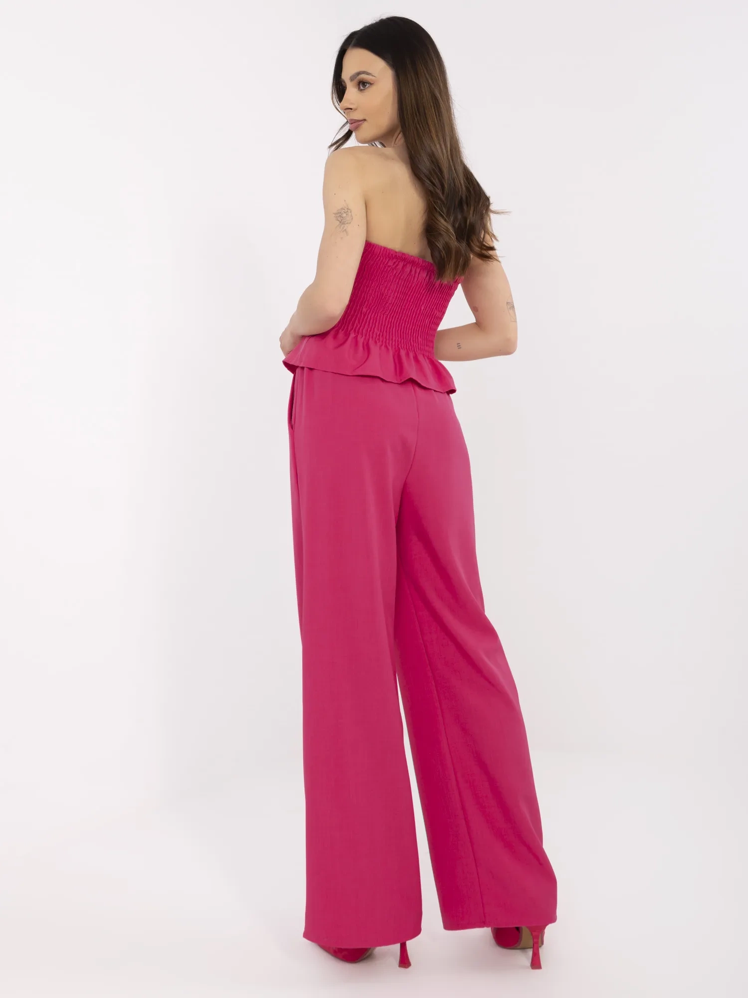 Compleu Dama Fara maneci, Croiala dreapta, ITALY MODA, Fucsia de Petrecere - imagine 5